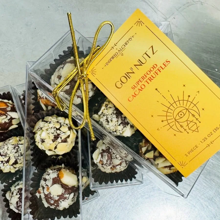 She’s nutty. She’s nourishing. She’s finally here.
Introducing Goin’ Nuts — the very first of our new Inspired Alchemy 3-pack truffle collections.
This is your entry point to a flavor journey, designed to charm your ta