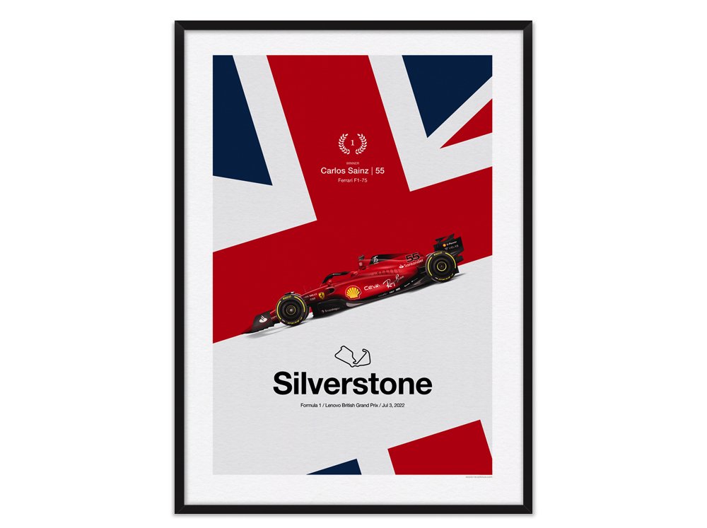 British Grand Prix. Carlos Sainz. 2022 Ferrari F1 75 Formula 1 poster  Revolicius