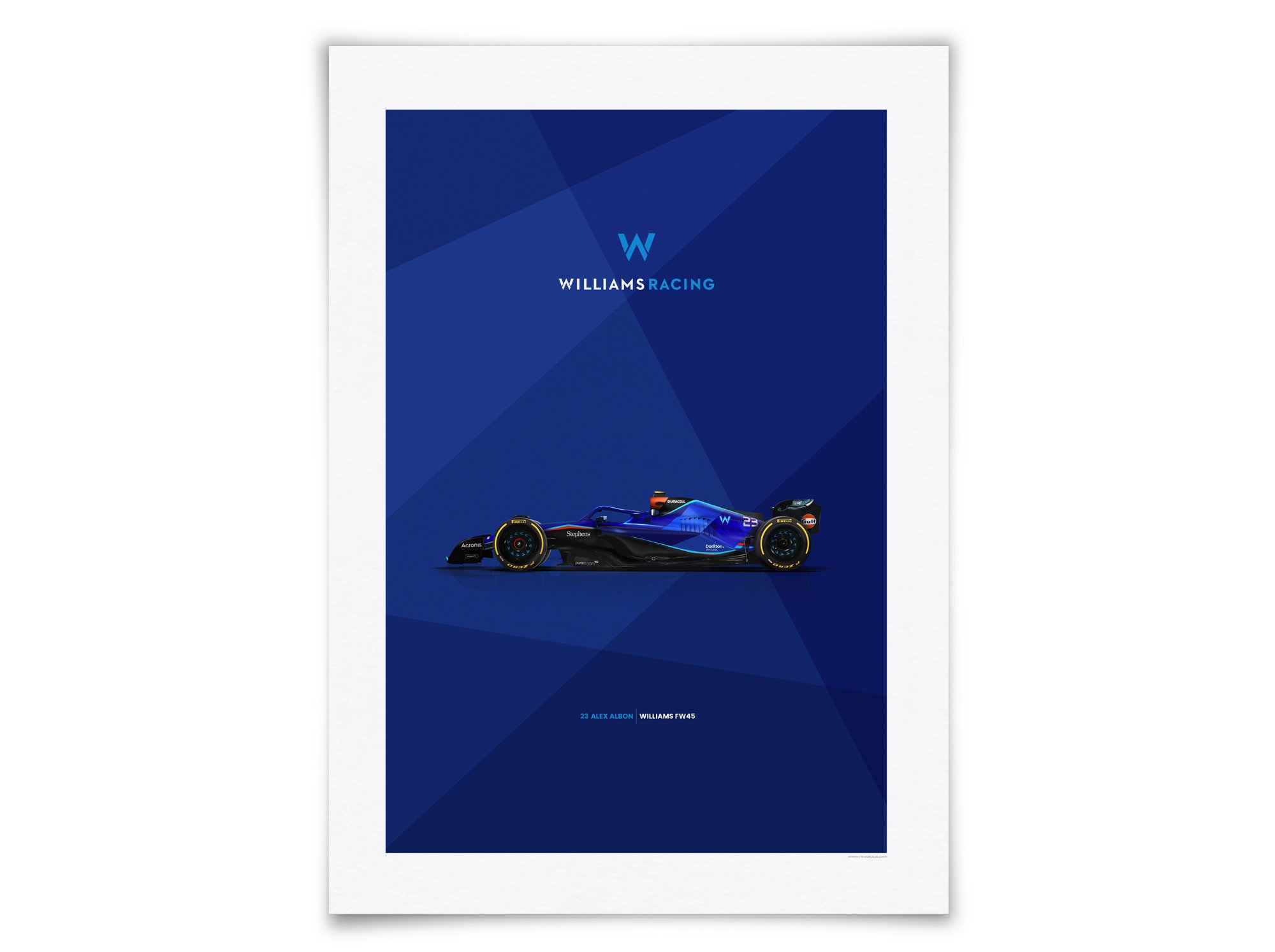 2023 Williams FW45 F1, Alex Albon, Williams Racing - Car poster, car illustration, car print