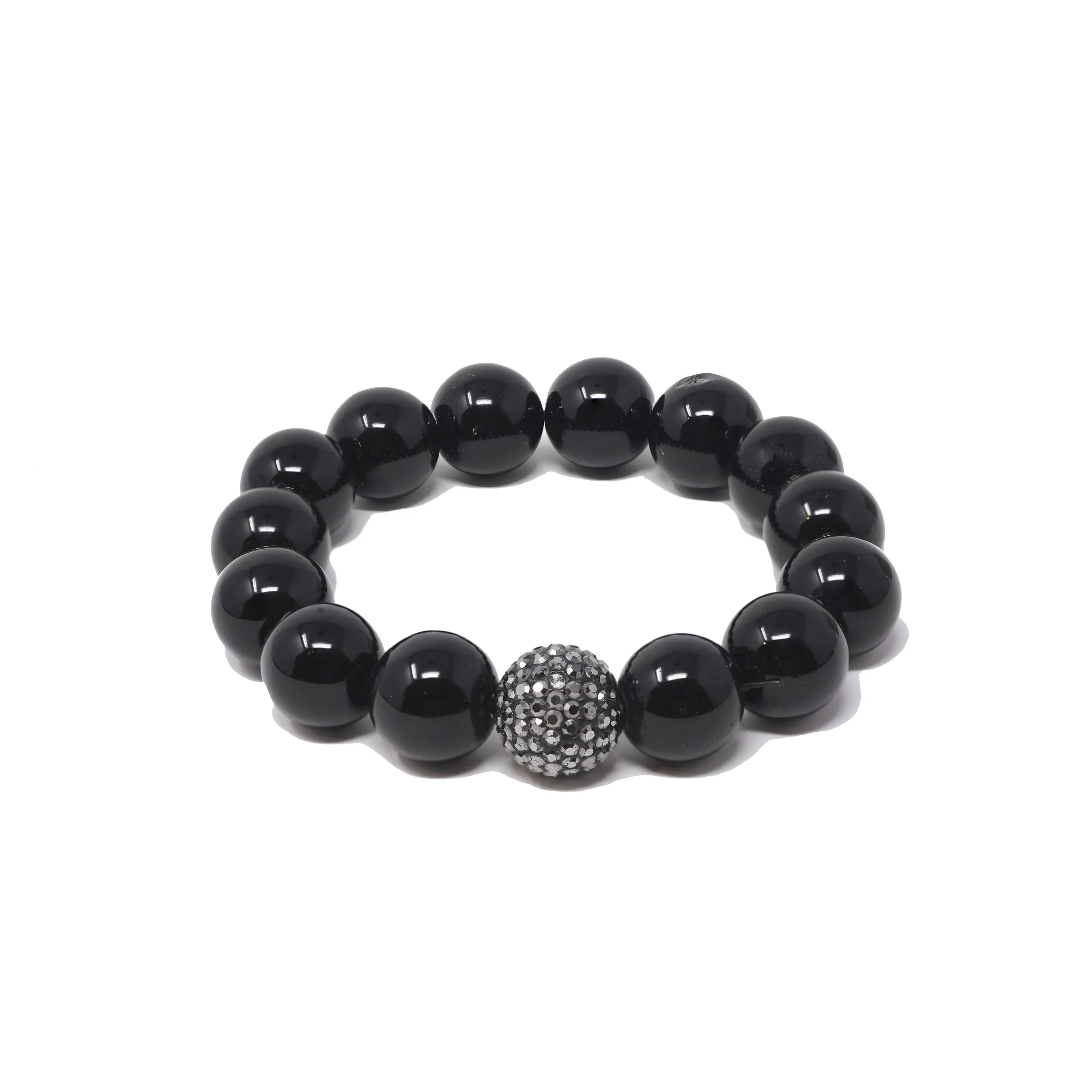 Ciara black glass bracelet