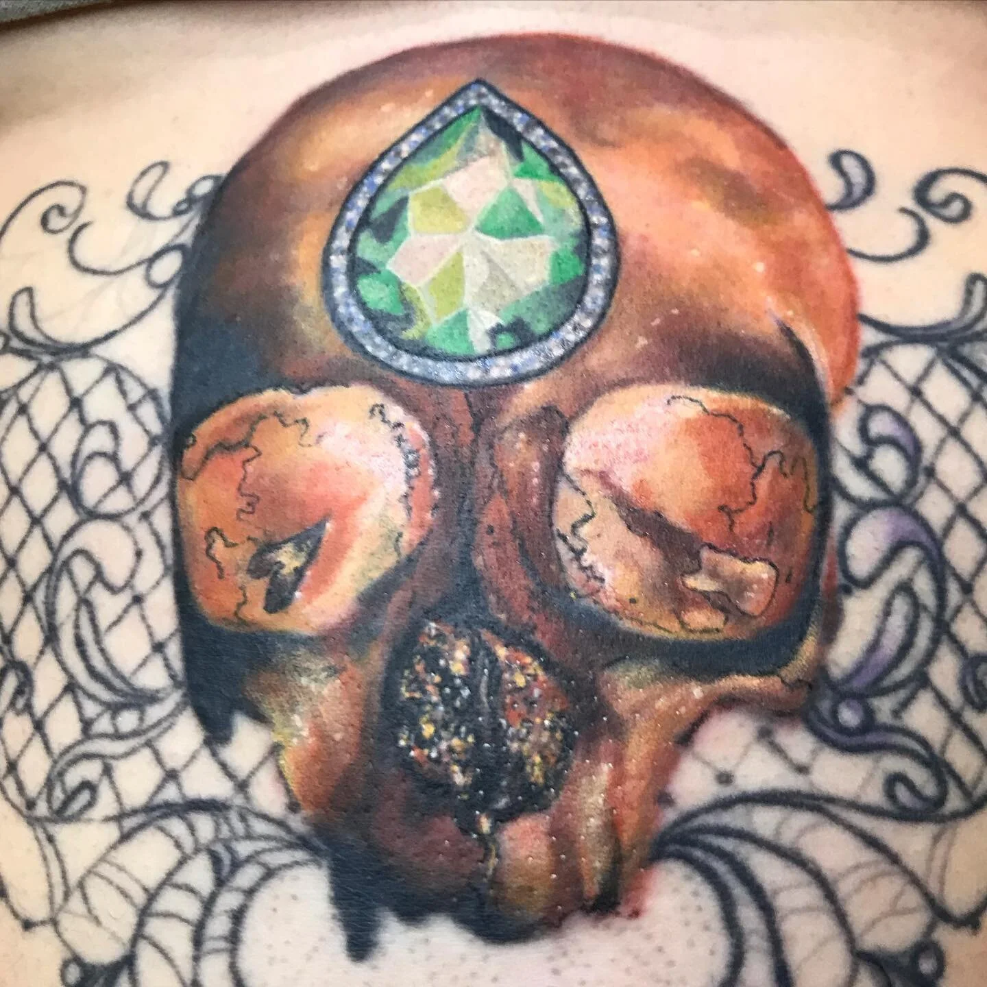 Progress on this glow skull, reference from @philgarcia805 skull photography pack! Tattooed by @starchildtattoo For info DM 👉🏻@starchildtattoo or text her at 8013896983 .
.
.
.
.
.
.
Using nothing but the best
 @tattooloverscare
@eternalink 
@divin