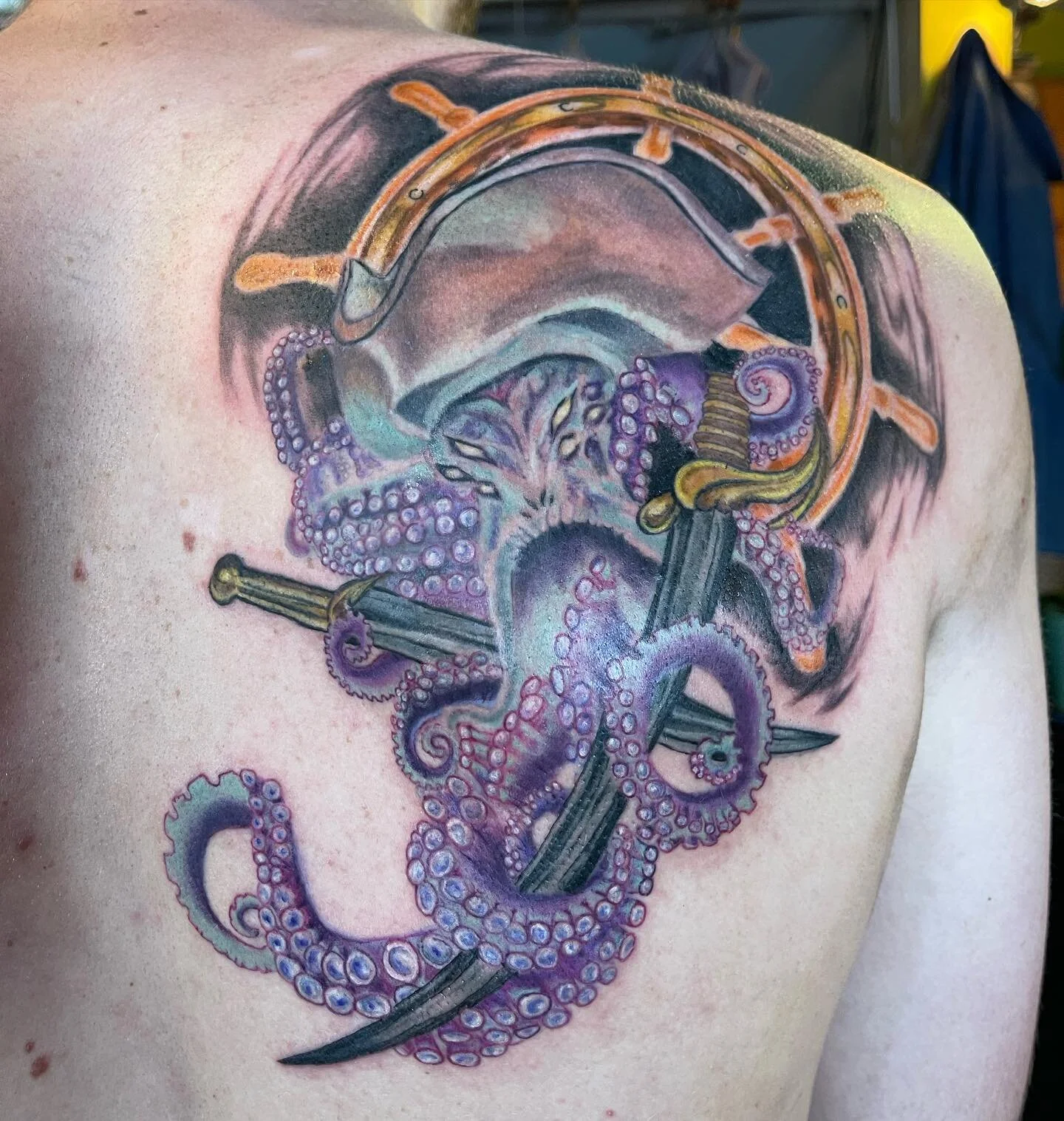 Finished! Follow me on Instagram @starchildtattoo and our shop @outerdarknessstudio to book and appointment you can go to OUTERDARKNESSTATTOO.COM under the menu select &lsquo;BOOK WITH KAT&rsquo; or text me 8013896983

.⁣
.⁣
.⁣
.⁣
.⁣
#colortattoo #co