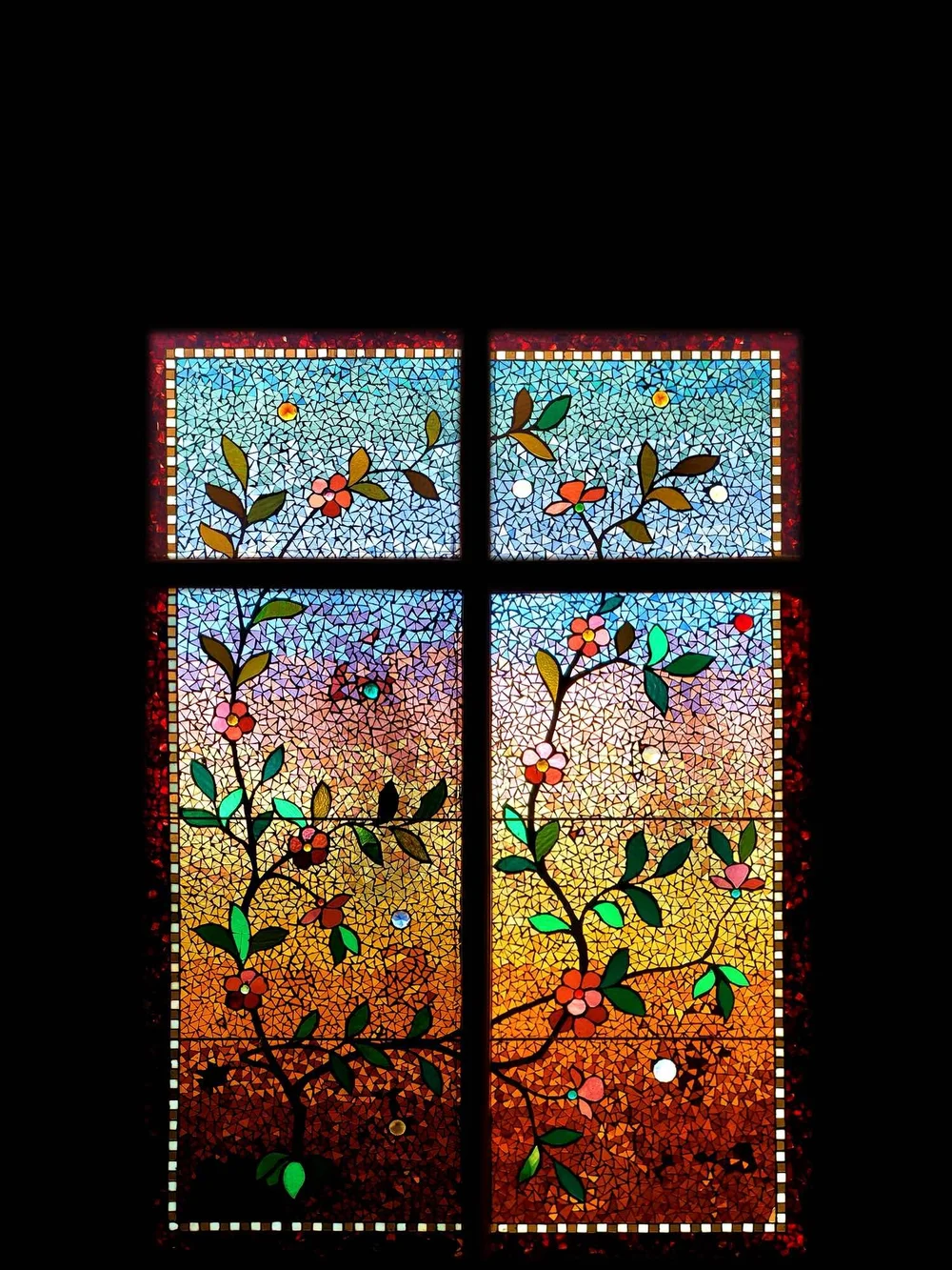 Vines And Flowers Mosaic Antique Church Stained Glass Window Buy Sell Restore Stained Glass Church Windows Architecture