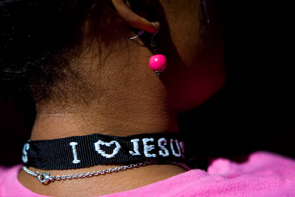  Name tag cords worn by Holywood Retreat participants display "I Love Jesus" June 14 in Austell, GA. Young children, teenagers and their parents or guardians came together for three days to promote abstinence. Issues like STDs, peer pressure, teen pr
