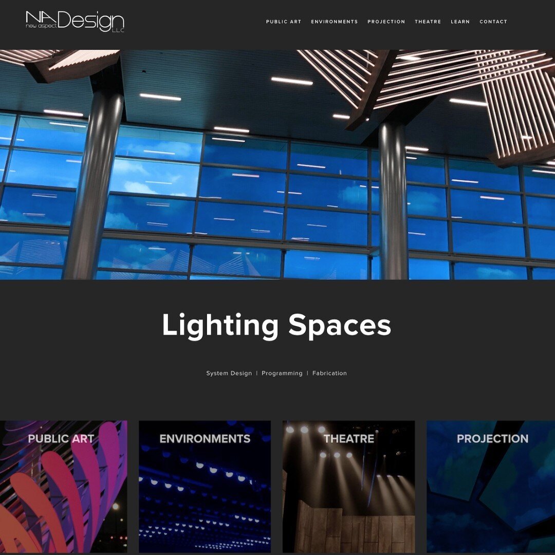 I updated the website to include more information about the diversity of the projects I work on and the services I offer. 

Check it out: www.newaspectdesign.net

#covidupdates #publicart #interactiveart #lightingdesign