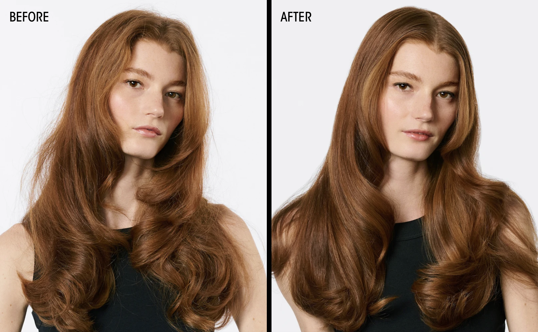 Oribe Supershine Hydrating Shampoo ennen jälkeen
