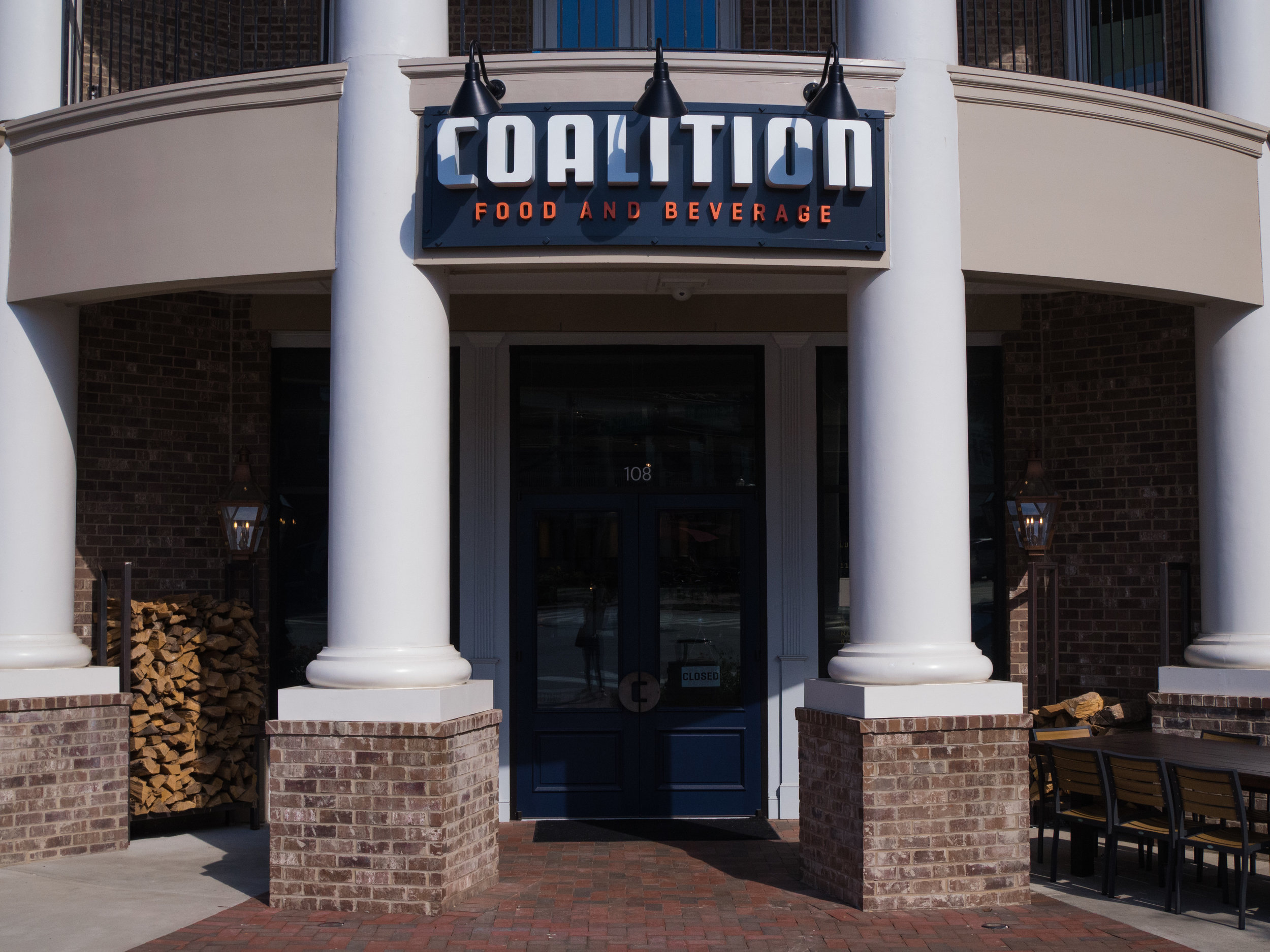Coalition Food and Beverage Exterior Signage over entrance