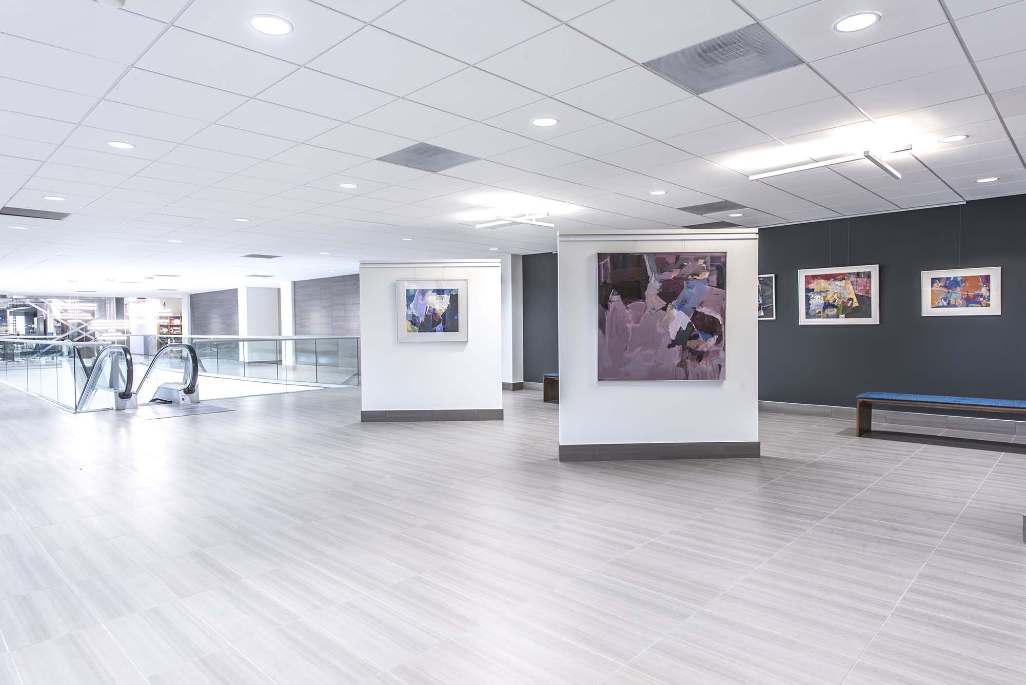 Columbia Plaza Common Area with paintings on wall