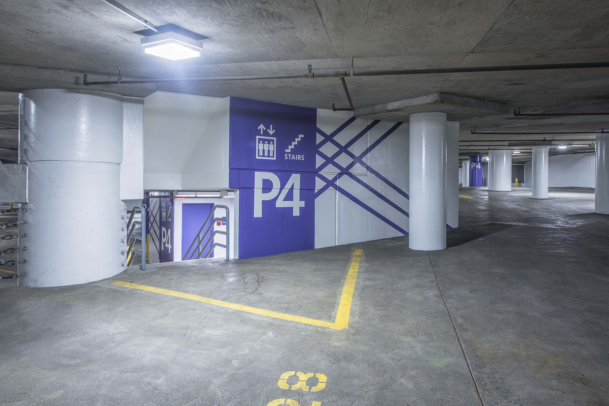 Columbia Plaza Parking Garage Level 4 Stairwell Signage