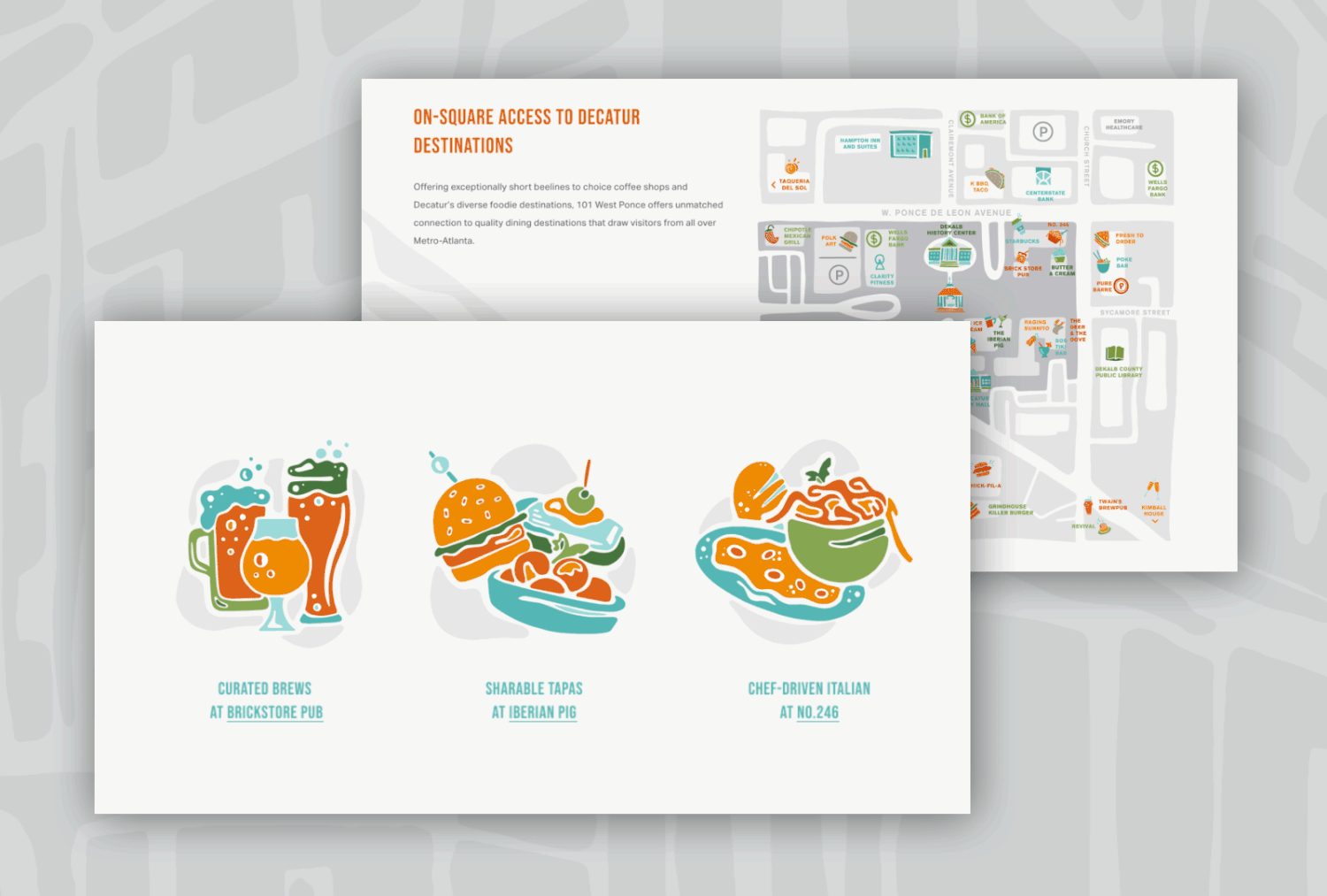 101 West Ponce Website Animation GIF of Icons and Map