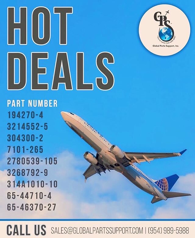 HOT DEAL FRIDAY! 
Contact us today! (954) 989-5988

#contactustoday #hotdeals #aviation #wecanhelp #happyfriday