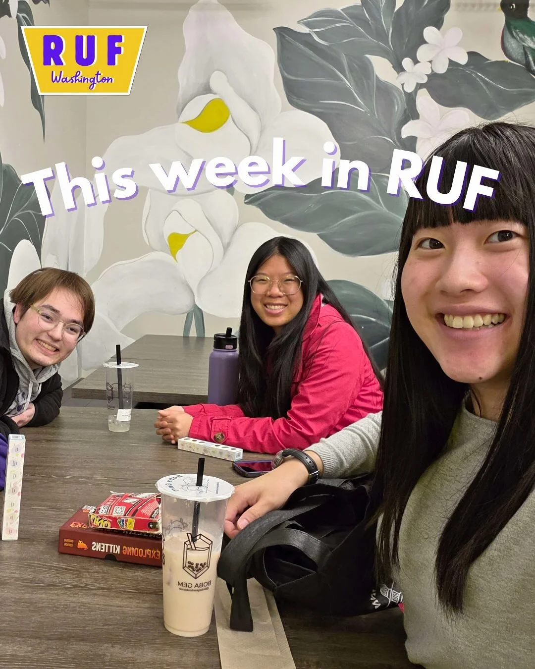 How is it already week 4? Look a little into whats going on in RUF this week and maybe consider joining us in a small group or large group this Wednesday! 

#reformeduniversityfellowship #universityofwashington