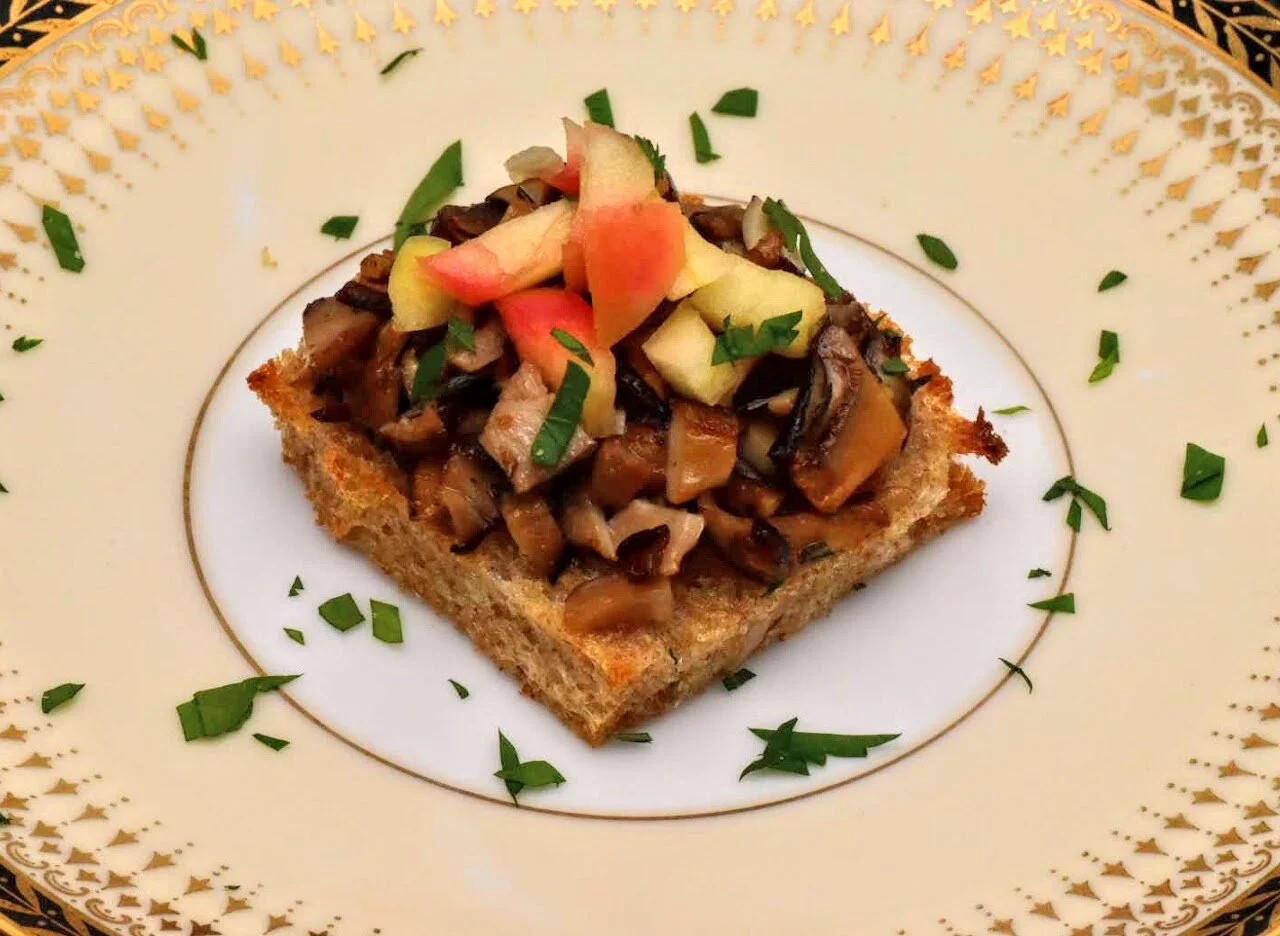 Wild Mushroom Toast with Pickled Apples