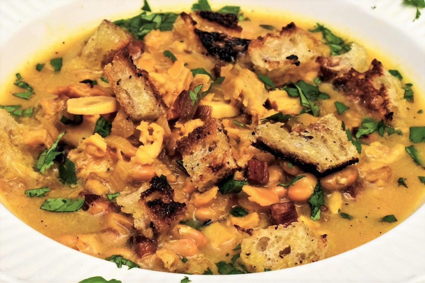 Clam Soup with Navy Beans and Pancetta