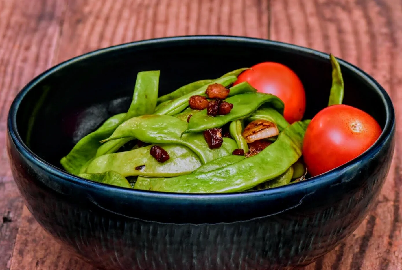 Sauteed Roma Beans with Pancetta and Garlic