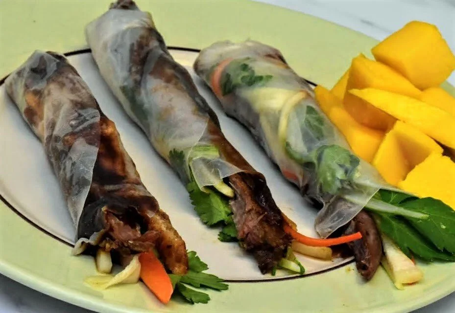 Crispy Duck Confit Spring Rolls