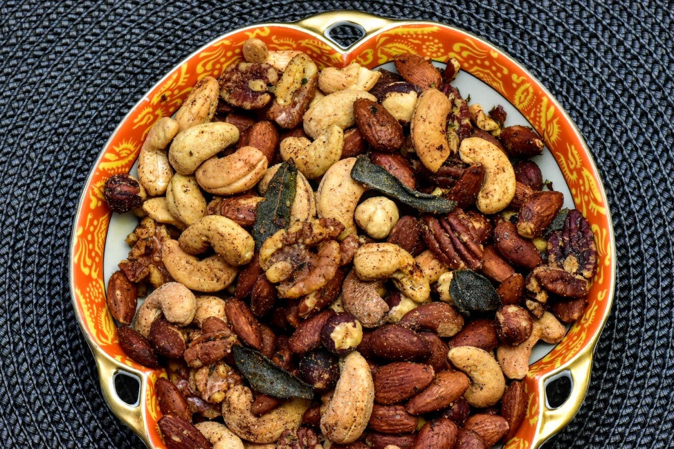 Roasted Mixed Nuts with Toasted Sage Leaves