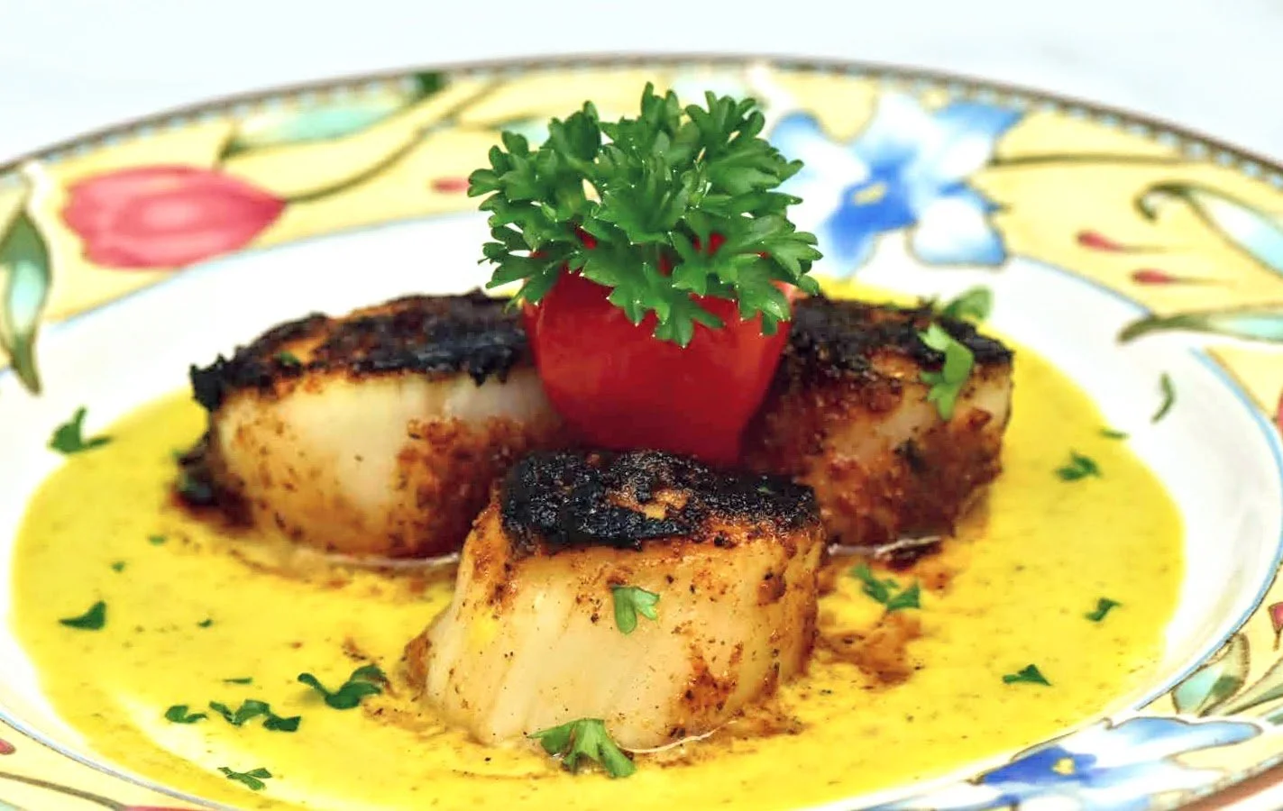 Blackened Scallops with Cilantro Lime Sauce