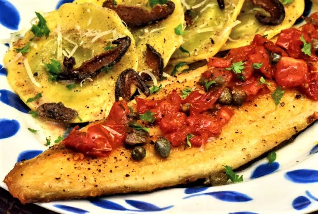 Pan Seared Mackerel with Fresh Tomato Caper Sauce
