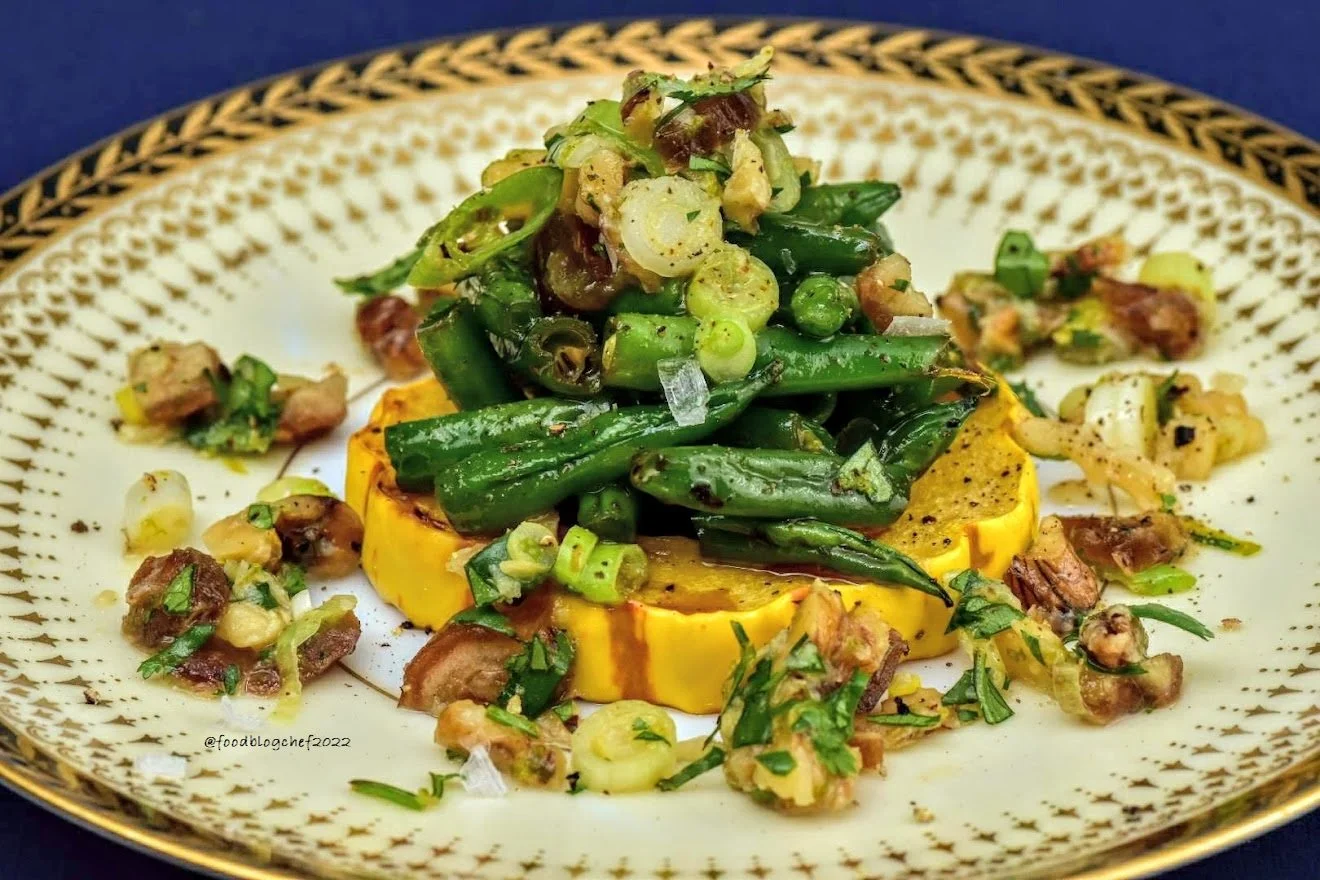 Green Beans with Delicata Squash and Walnut Gremolata