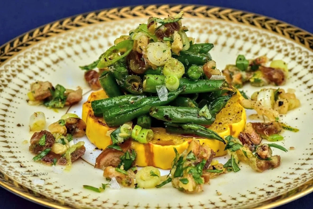 Green Beans with Walnut Gremolata and Roasted Delicata Squash