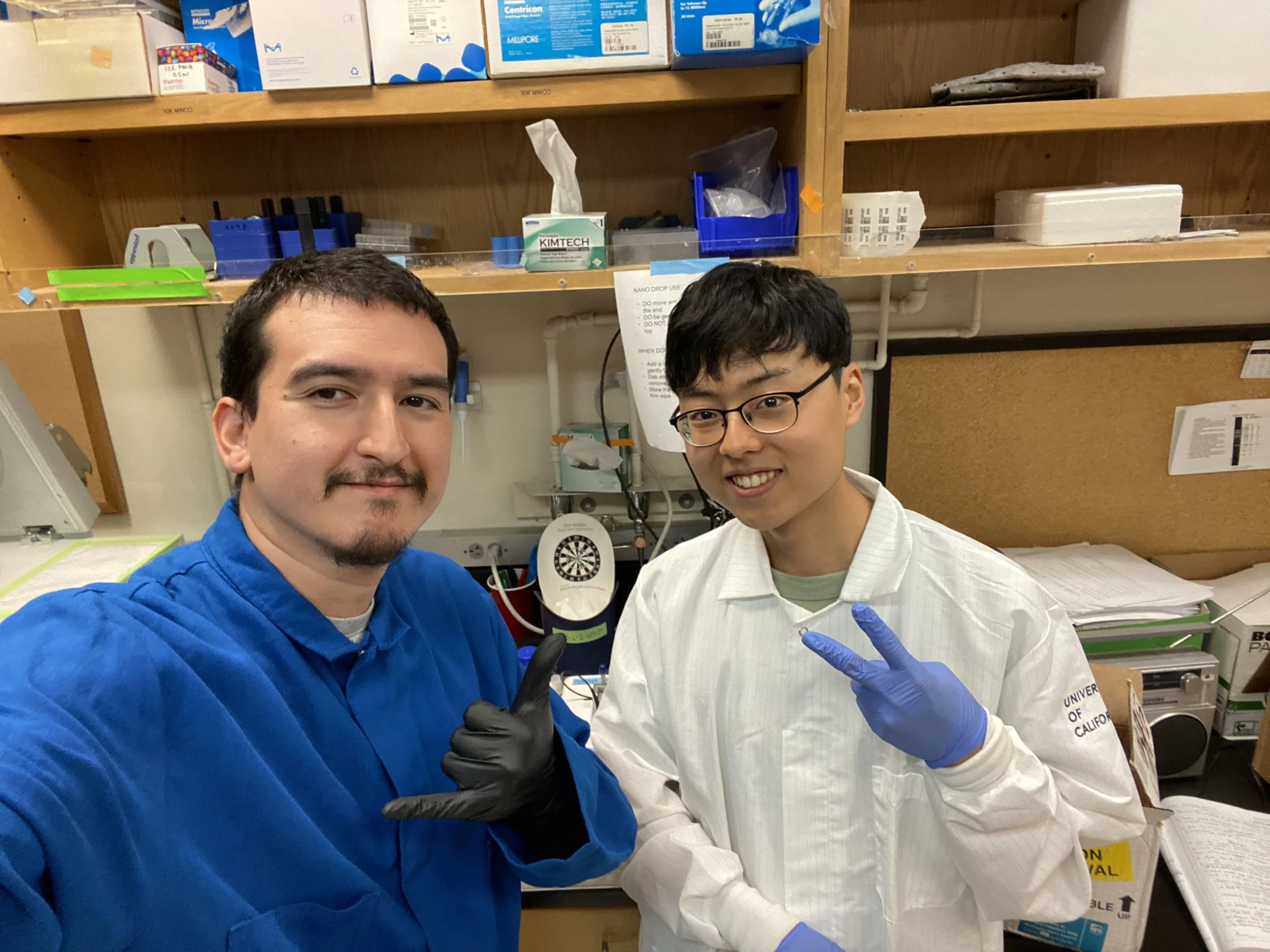 2025 summer scholars Ernesto and Jaewon master CRISPR genotyping