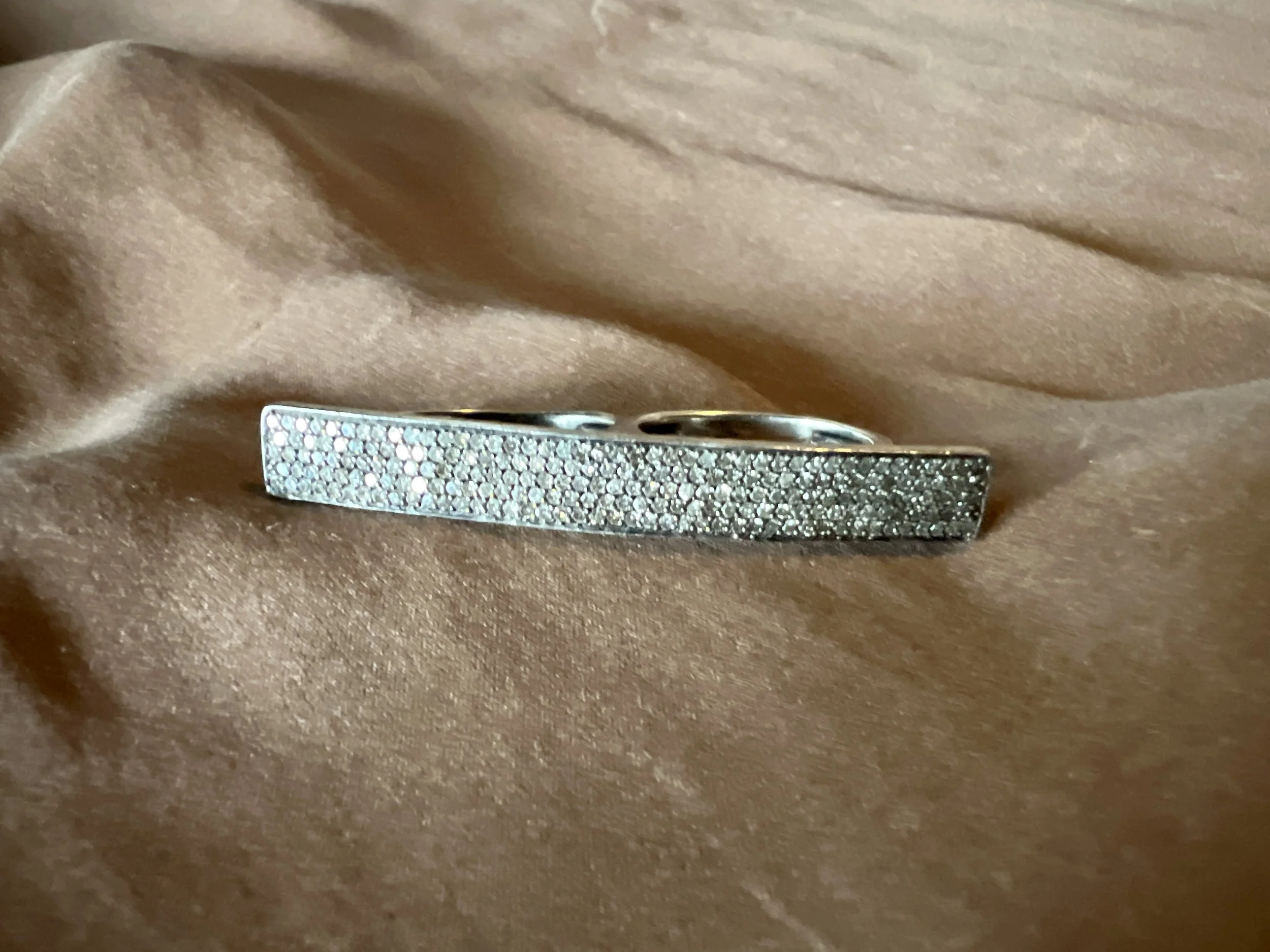 Diamond Bar Two-Finger Ring