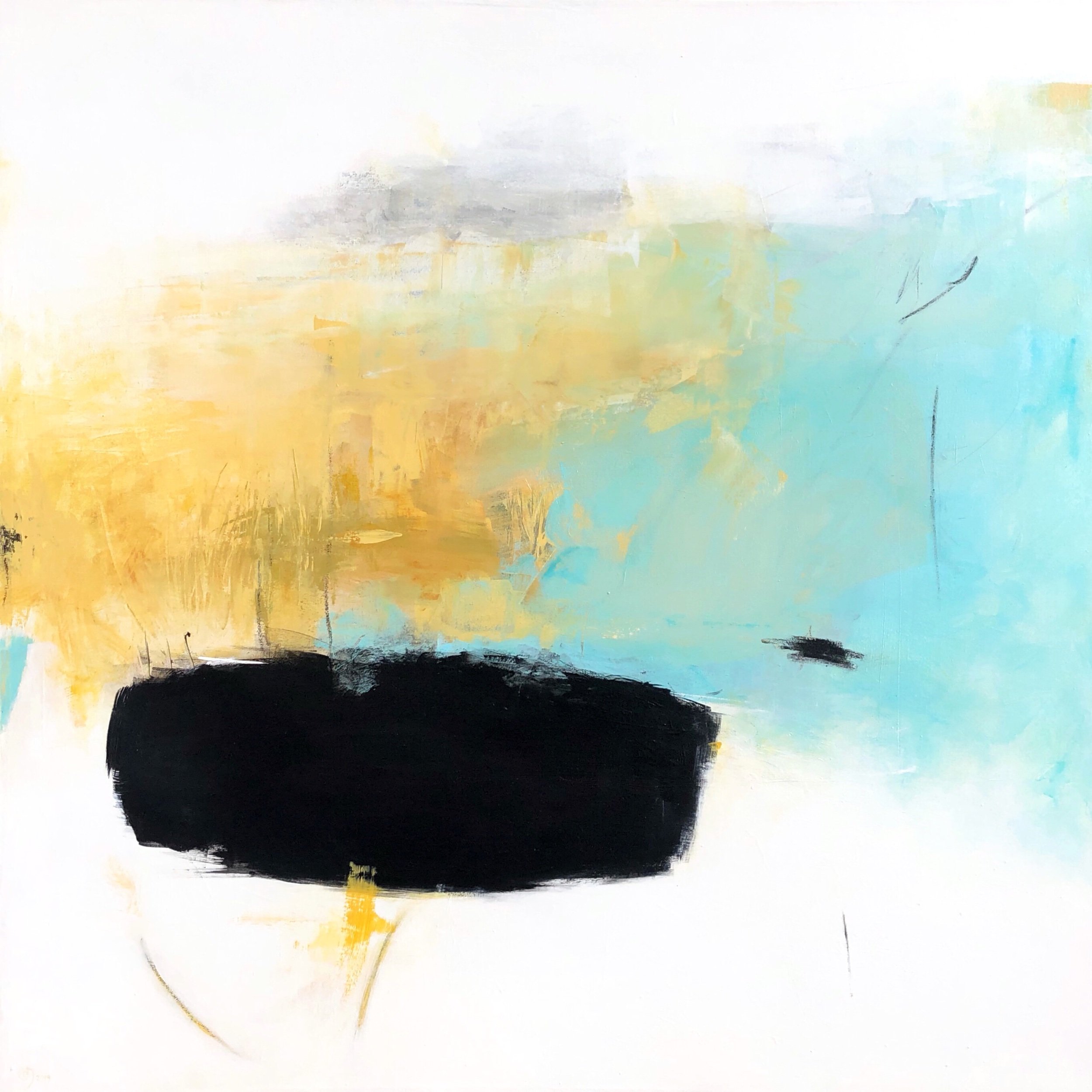 MY DESERT IS BLUE &amp; GOLD - 48x48 inches