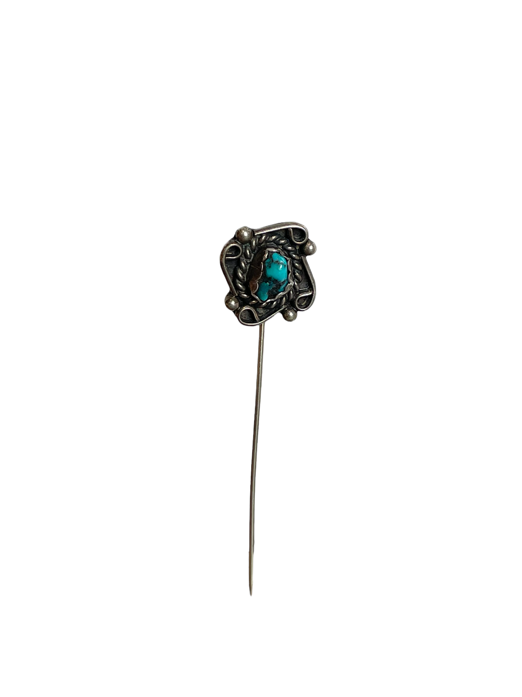 Vintage Braided Silver & Turquoise Stickpin