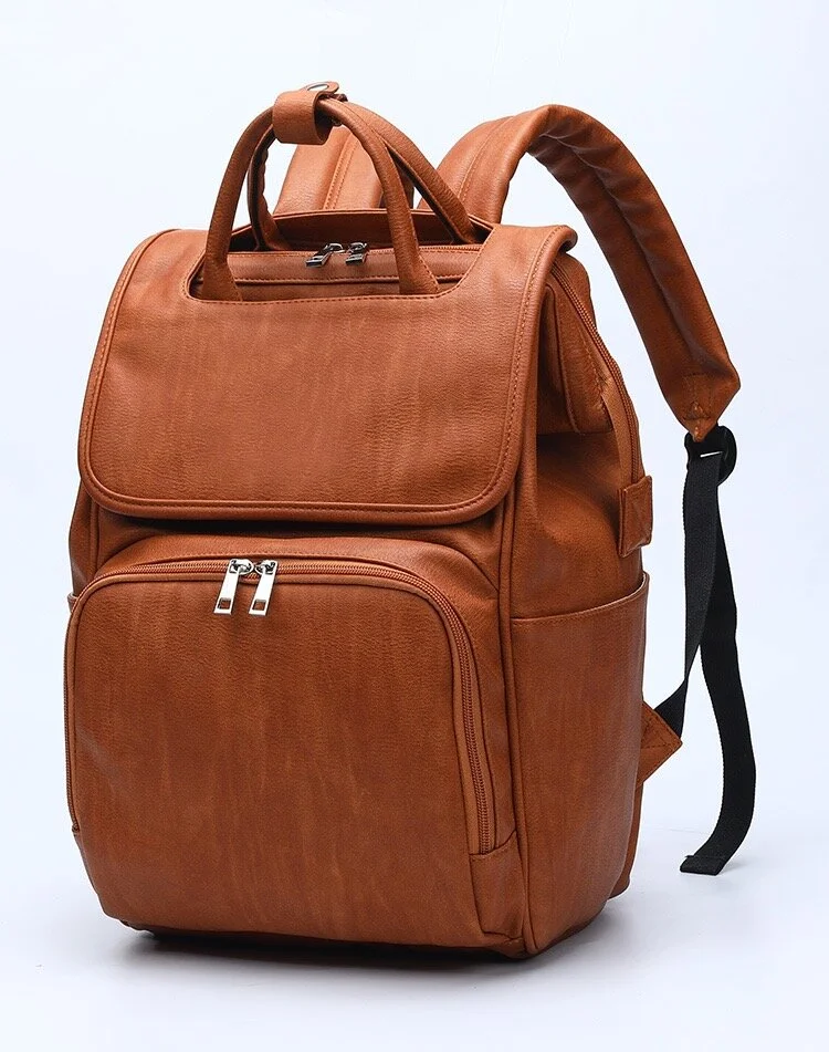 diaper backpack leather