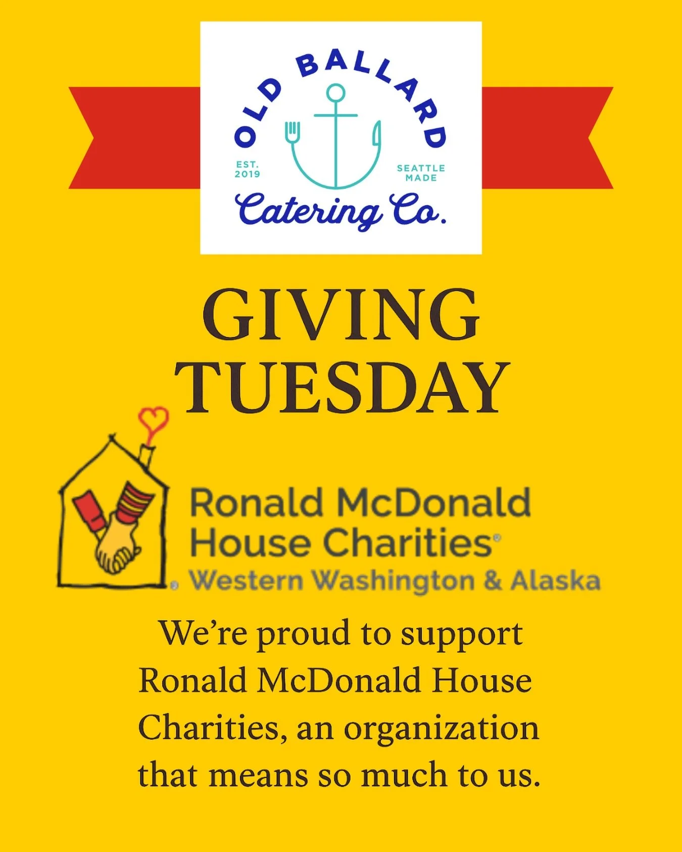 This Giving Tuesday, Old Ballard Catering Co. is honored to shine a light on Ronald McDonald House Charities, @rmhcseattle is an organization that means so much to us.&nbsp;

They provide a comforting place to stay, warm meals, and a supportive commu