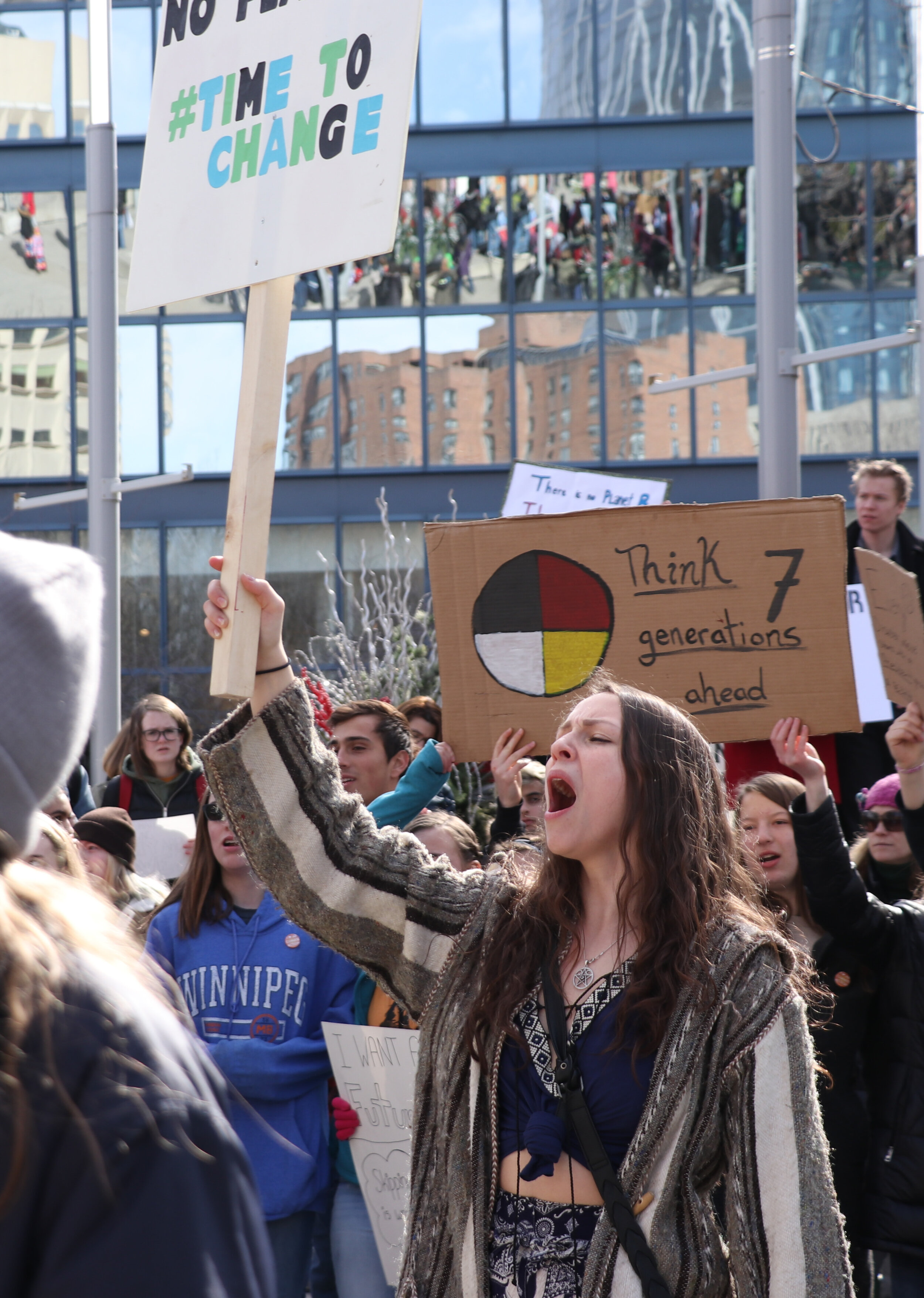  Protesters gather in front of City Hall in Calgary on Friday, March 15, 2019 for the Youth Strike for Climate. Protests and strikes are planned for every Friday at noon for the remainder of the school year. 