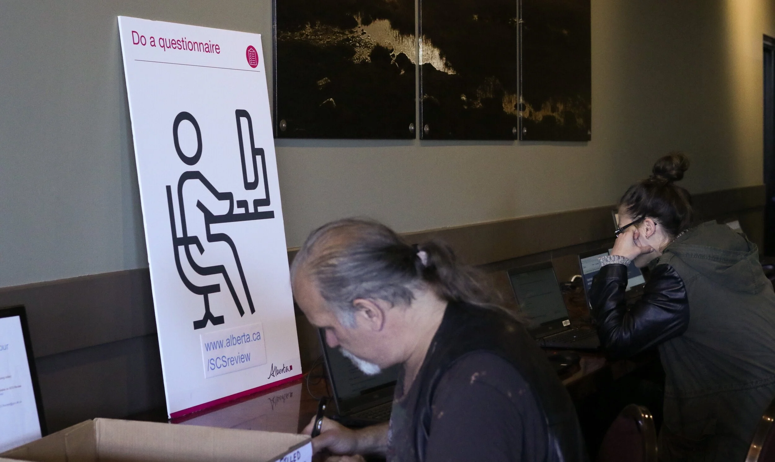  Residents of Calgary's Beltline gathered in Boyce Theatre to present their experiences to a safe consumption site review board on Sept. 11, 2019. 