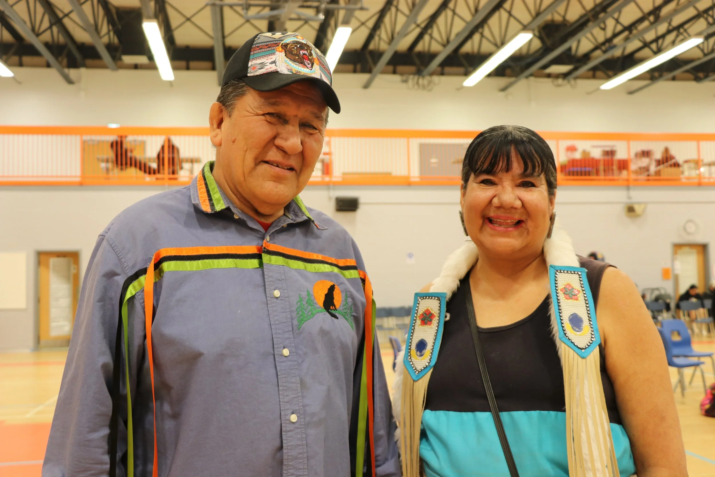  George and Holly met at the Northern College pow wow 17 years before serving as the elders for the event in 2025. 