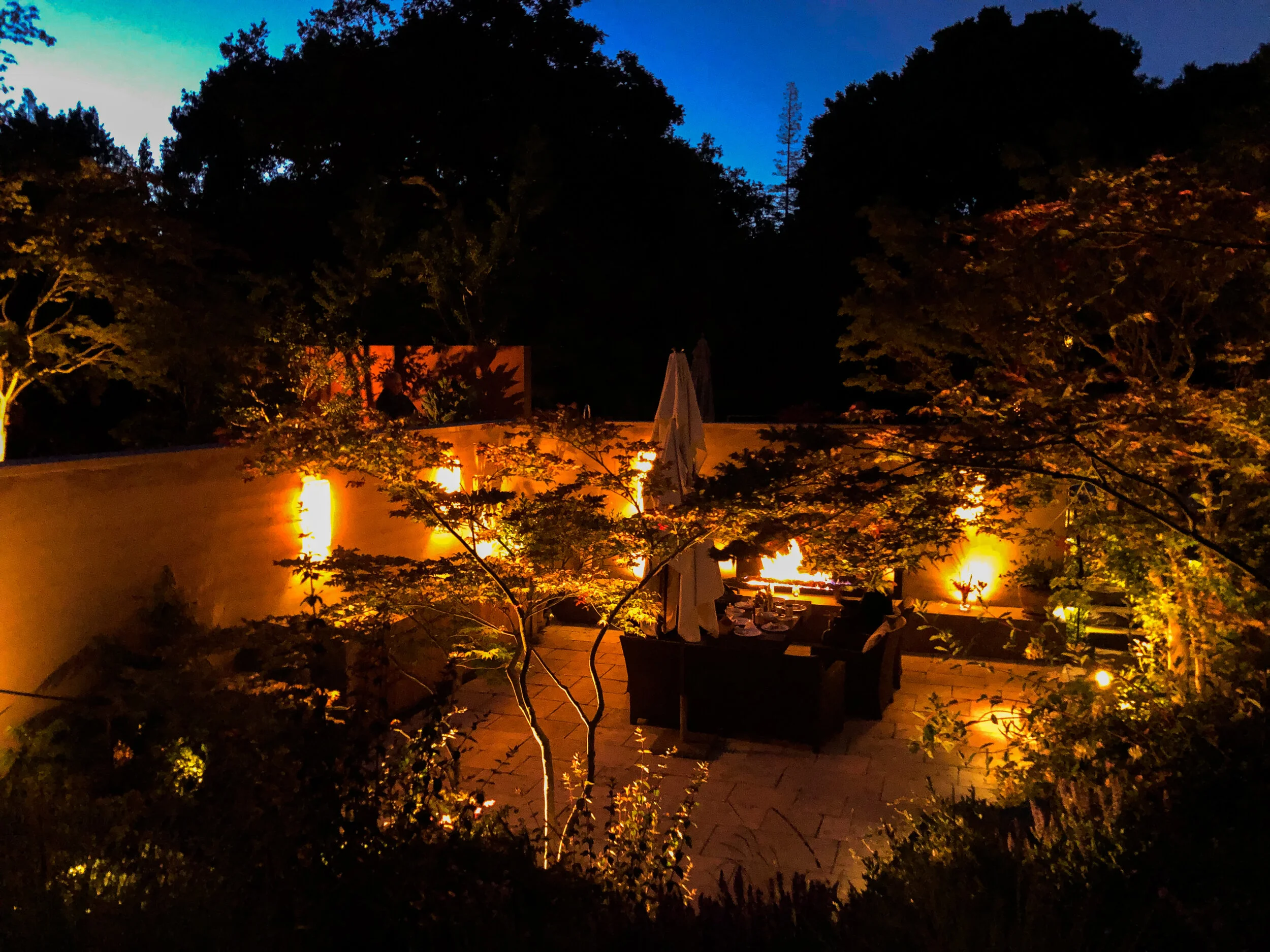 cloister garden at dusk