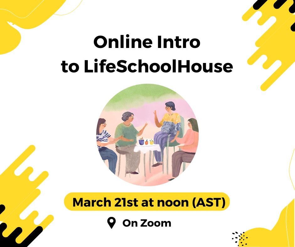 📆 Mark your calendars! 🕛
This month's Intro to LifeSchoolHouse online chat will be on March 21st at noon (AST). Get ready to explore, connect, and discover what makes LifeSchoolHouse special. 

Meeting ID: 848 7040 4945