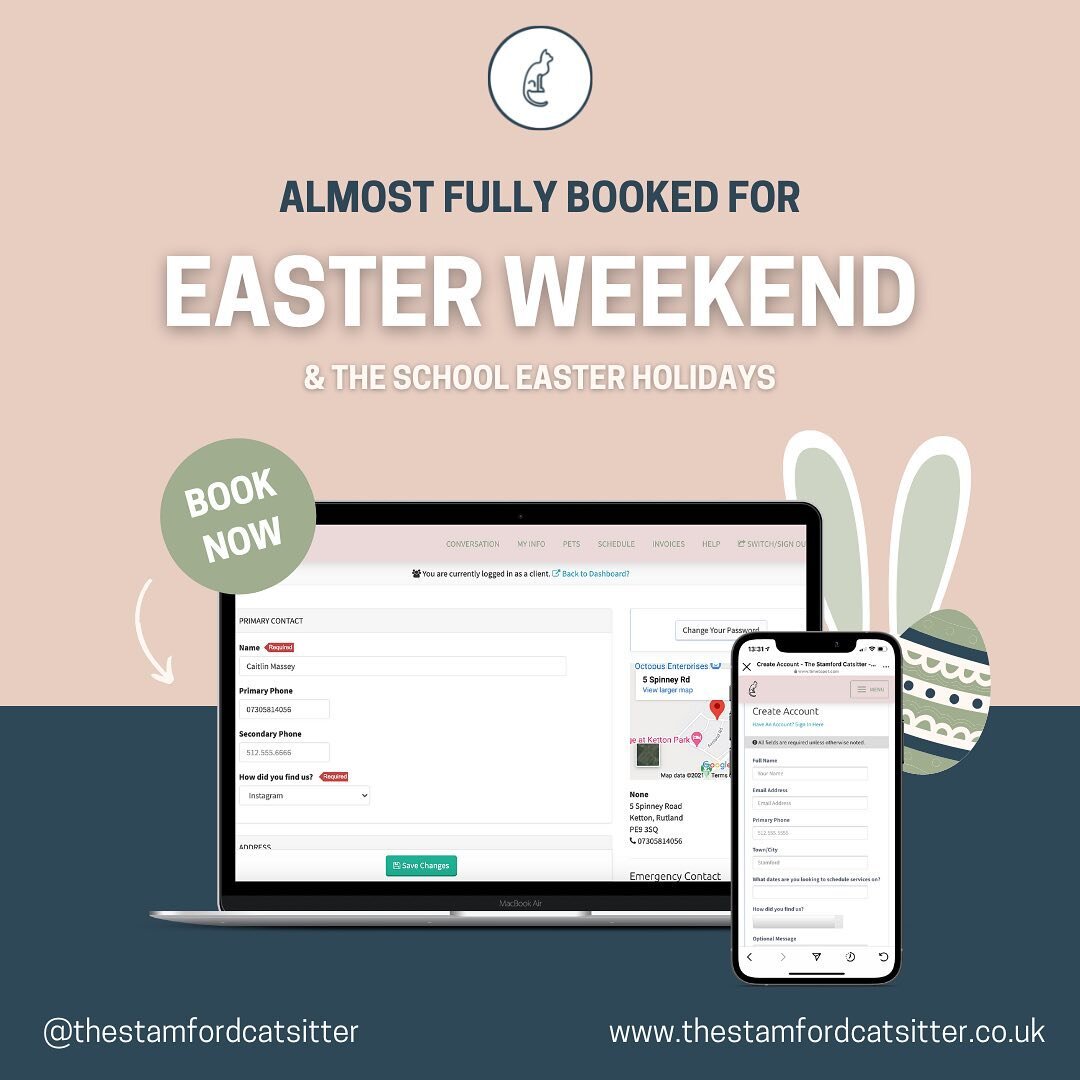 Not long until the Easter bunny comes to visit 🐰 make sure you get your visits and walks all booked in as it&rsquo;s set to be our busiest Easter yet! 🐣