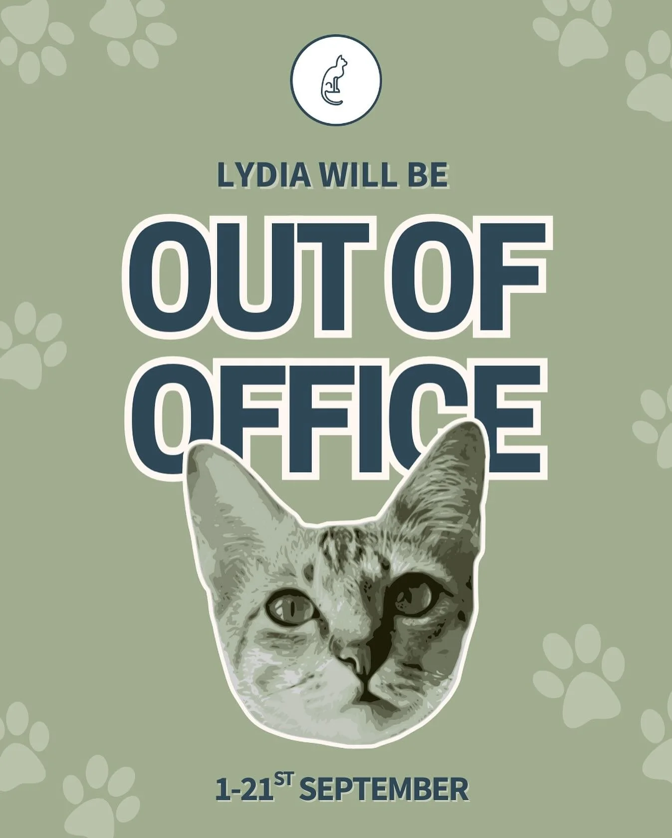🐾 Out of Office 🐾

Lydia will be away on honeymoon from 1st&ndash;21st September 🌴

During this time, Charlotte will be monitoring messages, but replies may take a little longer than usual.

Thank you for your patience! 🩷