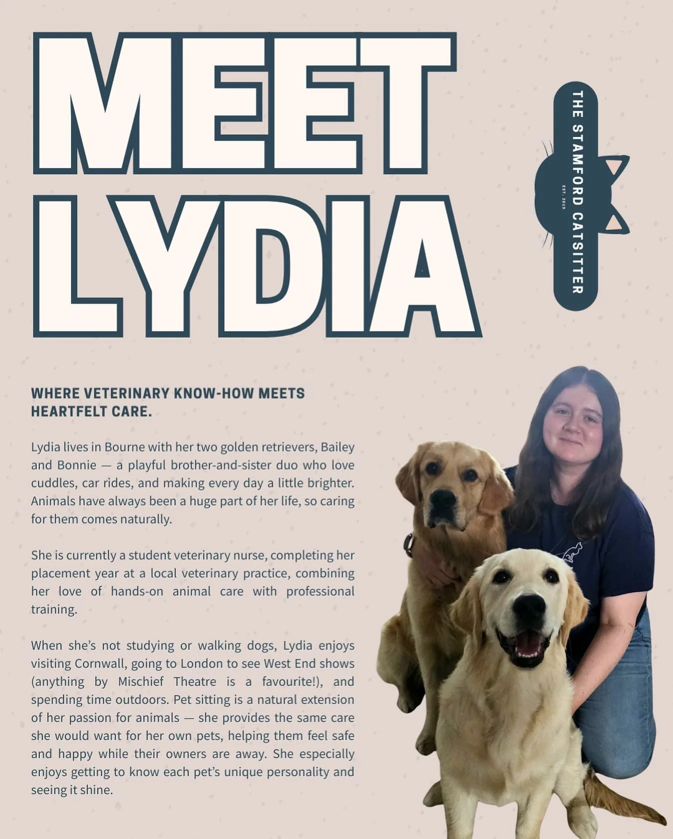 Meet Lydia&hellip; yes, another Lydia. How dare she steal the name?!? 😂🐾

A student veterinary nurse with a love for all things furry, Lydia is joining our team to help care for pets, making sure every fur baby feels happy, safe, and loved while th