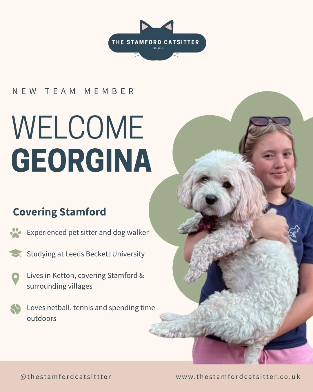 🐾 A warm welcome to Georgina! 🤍

The Stamford Catsitter team continues to grow, and we&rsquo;re so pleased to have Georgina on board.

Swipe to learn a little more about her and why she loves working with animals 🐾