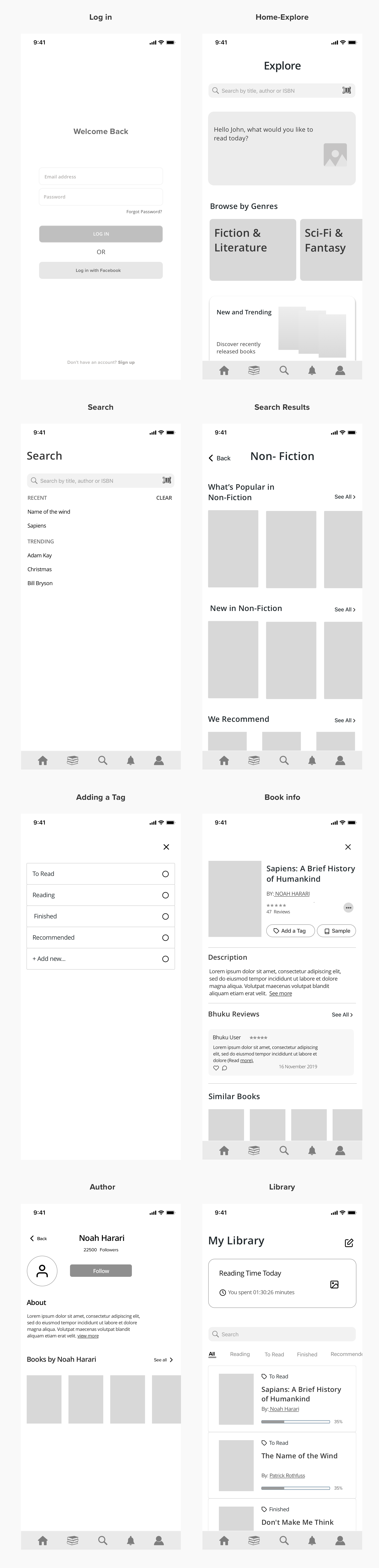 Mid Fidelity Wireframes