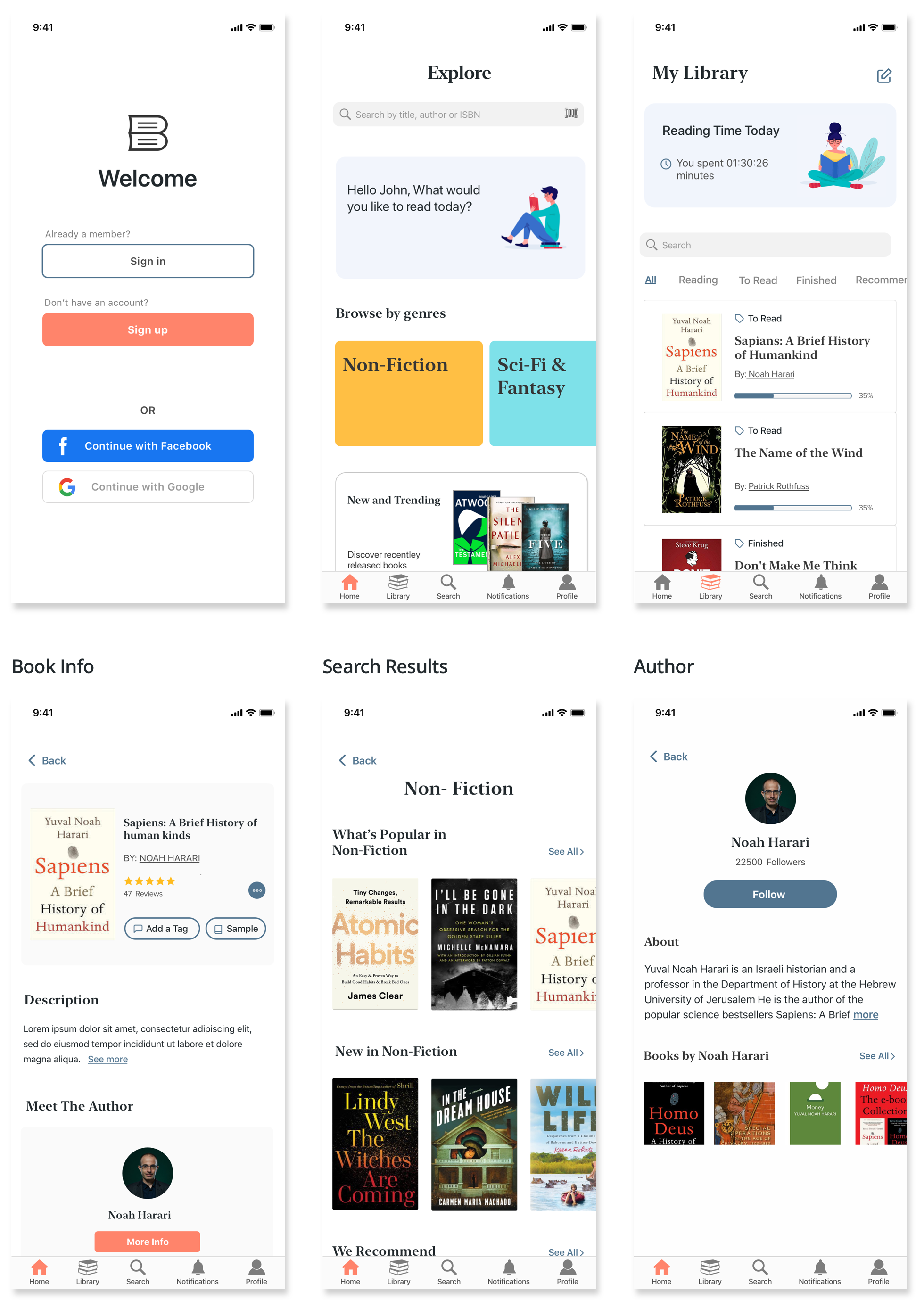 High Fidelity wireframes