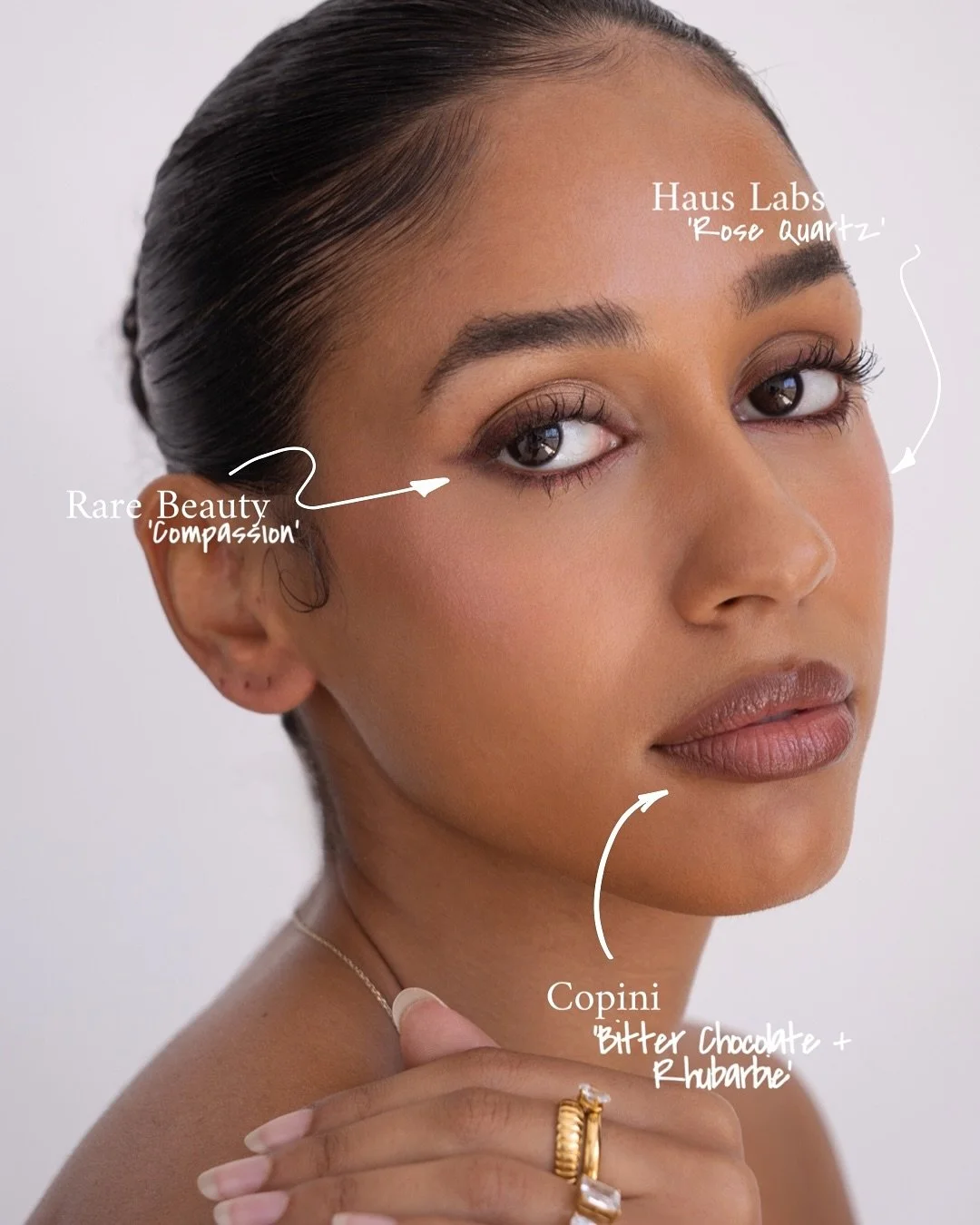 Been obsessing over a Burgundy eyeliner lately! 
Using the @rarebeauty &lsquo;Compassion&rsquo; one here in both the Longwear gel eyeliner and the eyeshadow stick

Cheeks highlighted with @hauslabs 
Lips @copinibeauty &lsquo;Bitter Chocolate&rsquo; +