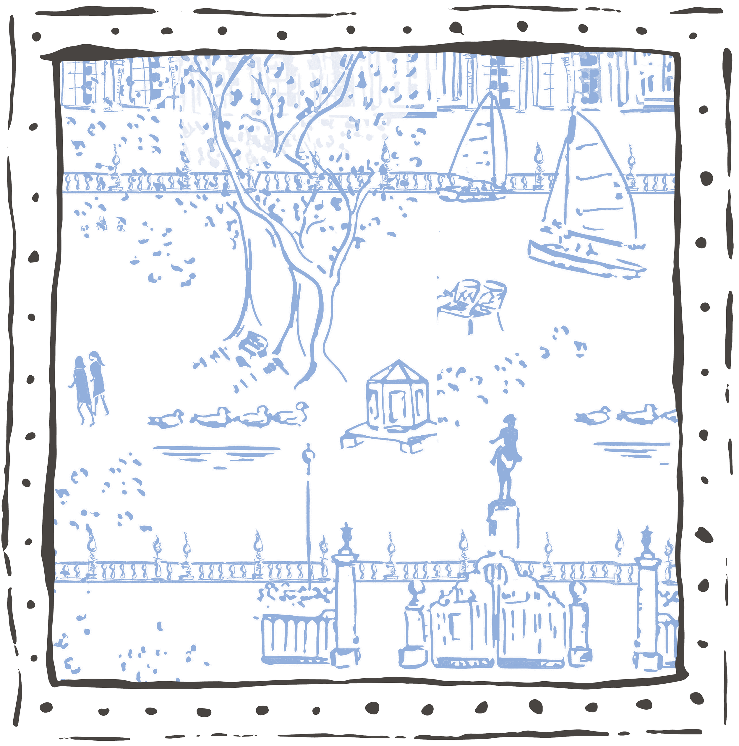 Boston Toile - Sky