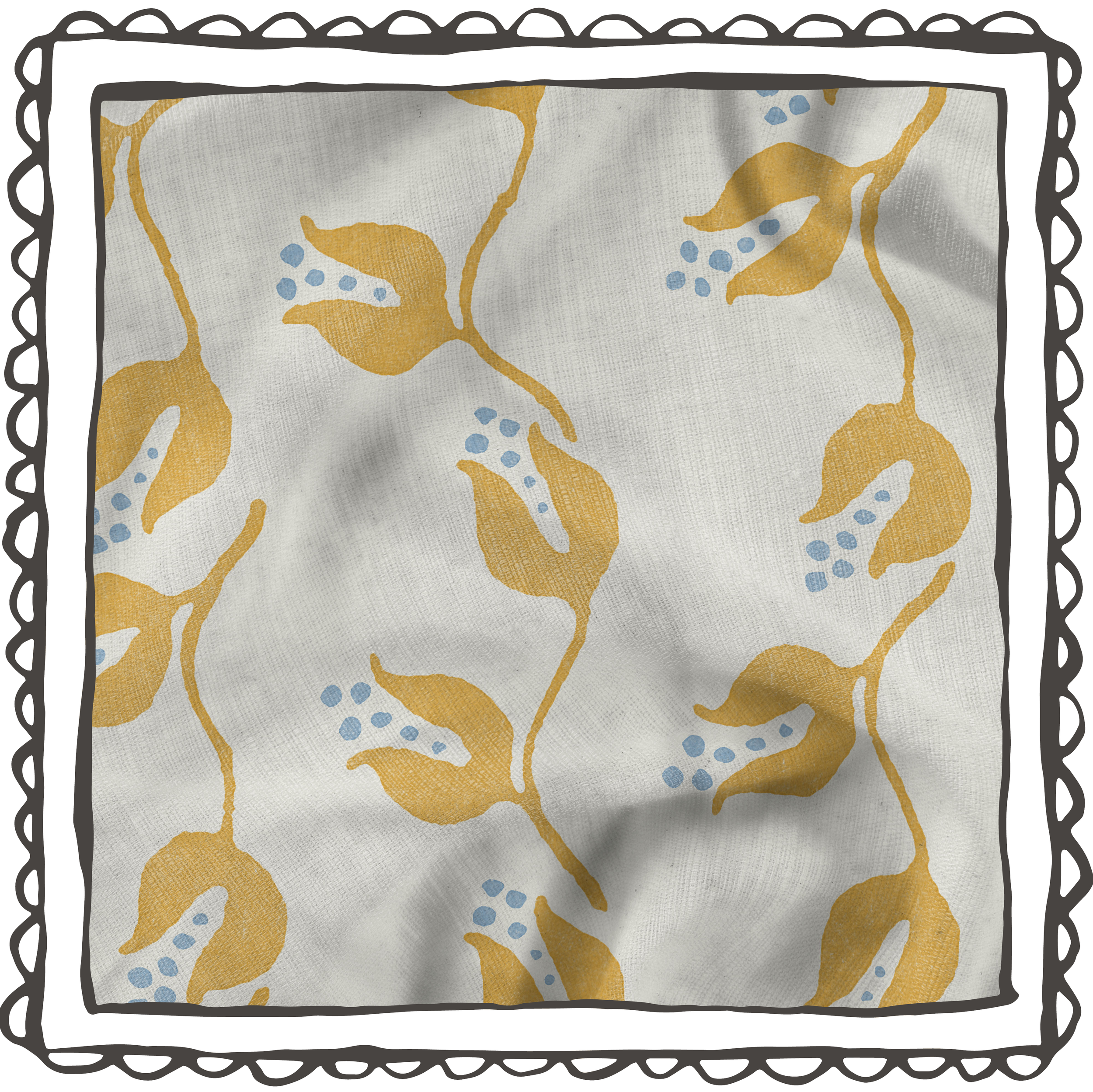 Vine Linen - Mustard/French Blue