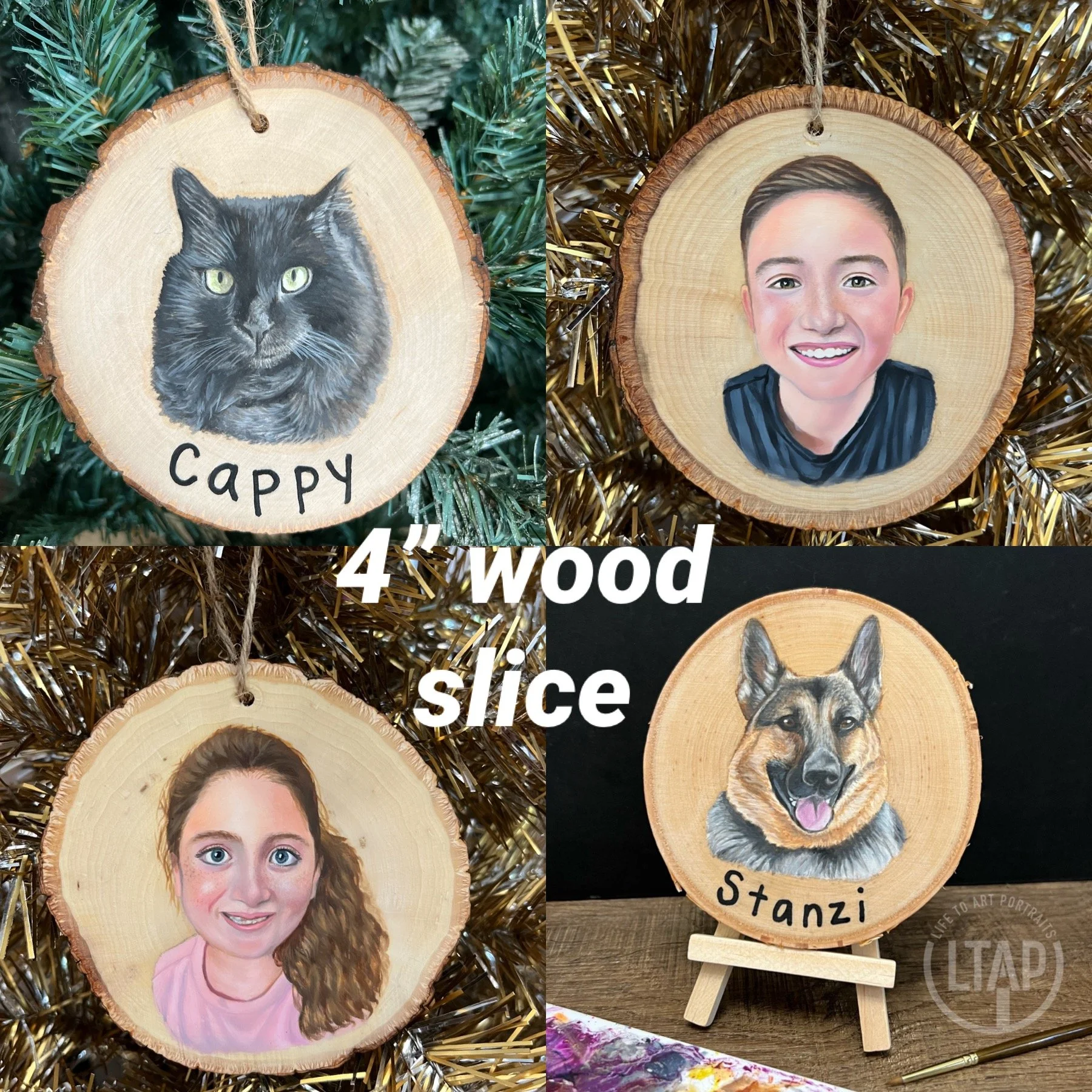 Custom 3.5"-4.5" Hand Painted Wood Slice