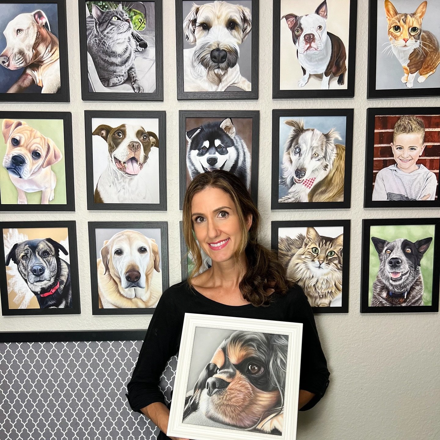 I wanted to share some still shots of Isabella&rsquo;s drawing. 😍 I took a photo with her portrait before I shipped it off. I also thought to pull her brother Rafa&rsquo;s print off the wall (I drew him also) so I could see them together. 

Isabella