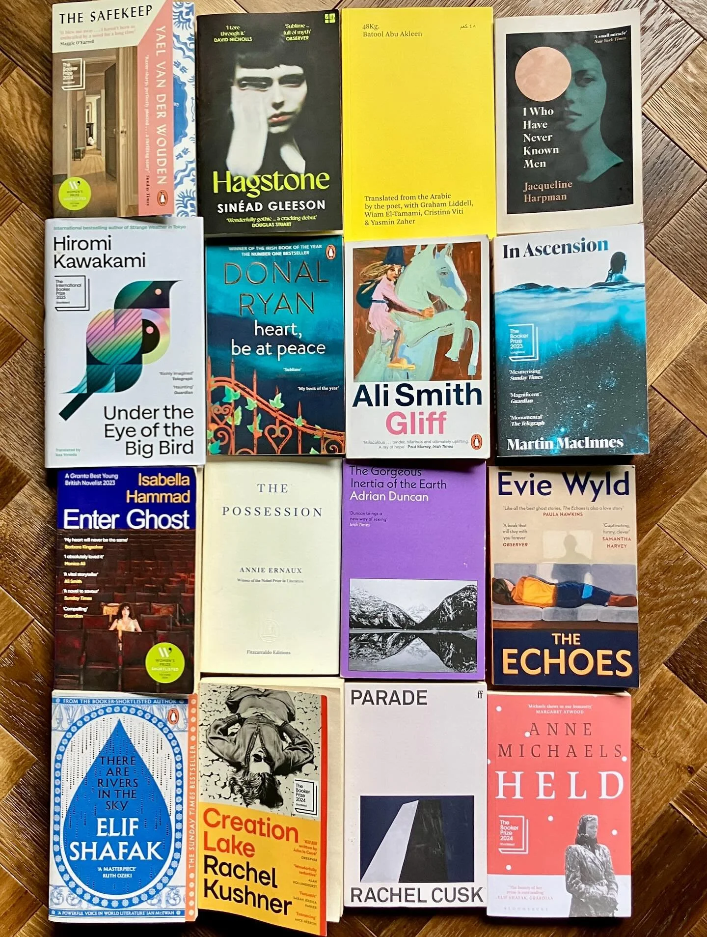 Summer reading&hellip; 
Yael van der Wouden &lsquo;The Safekeep&rsquo;, Sin&eacute;ad Gleeson &lsquo;Hagstone&rsquo;, Batool Abu Bakleen &lsquo;48kg&rsquo;, Jacqueline Harpmann &lsquo;I Who Have Never Known Men&rsquo;, Hiromi Kawakami &lsquo;Under th