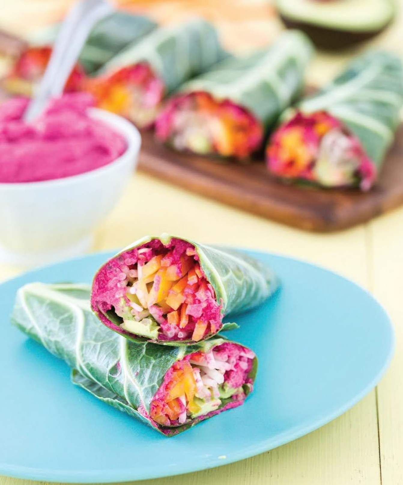 BEET HUMMUS COLLARD WRAPS