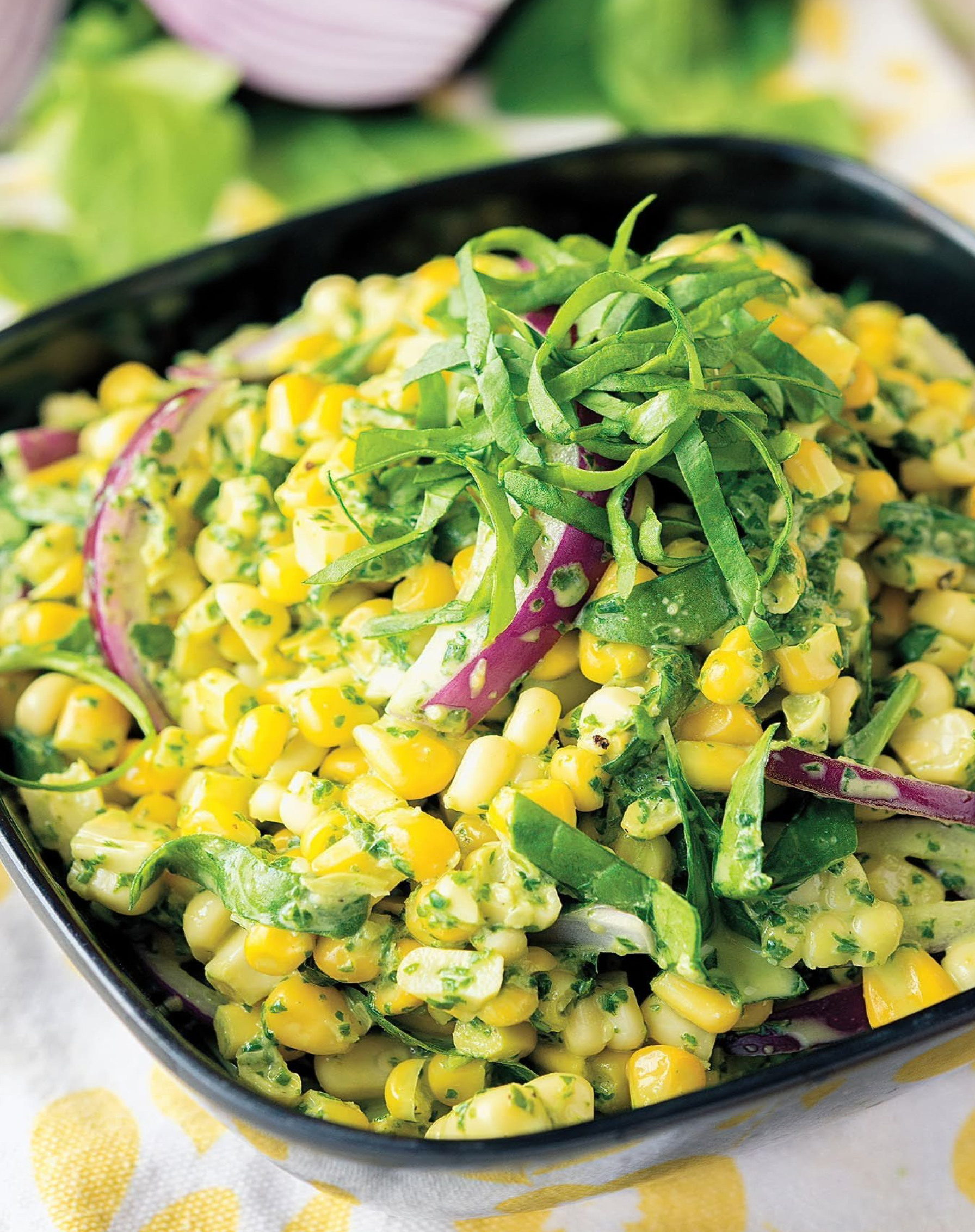 CORN SALAD WITH BASIL PESTO AIOLI